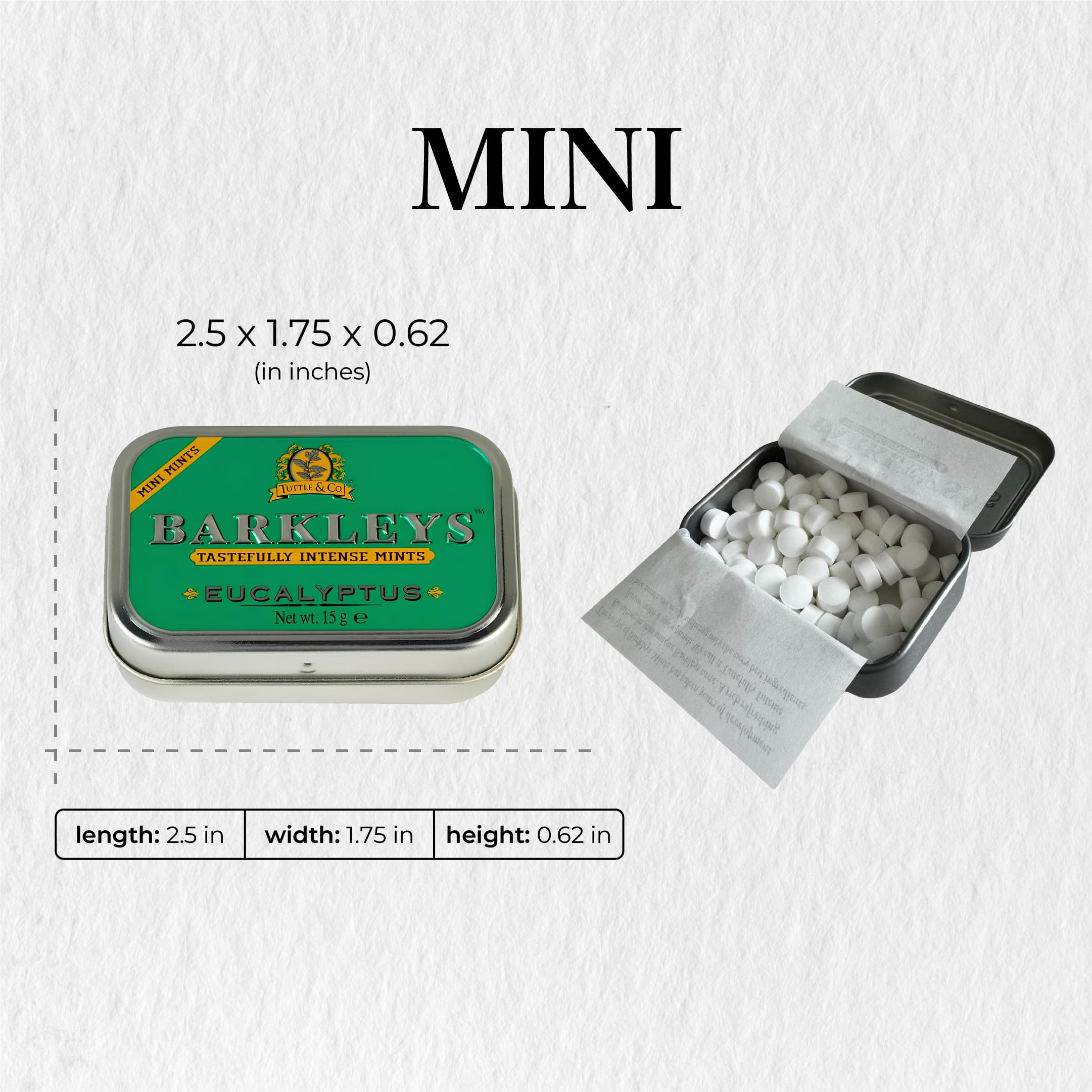 Barkleys Assorted Breath Mini Mints - 3 Strong Flavors (Peppermint, Cinnamon, Eucalyptus) - Vegan Breath Freshener Candy - Reusable Mini Travel Tins - 3 Pack (50 Count Each) - Perfect for Fresh Breath On-The-Go, Office, Travel & Daily Use