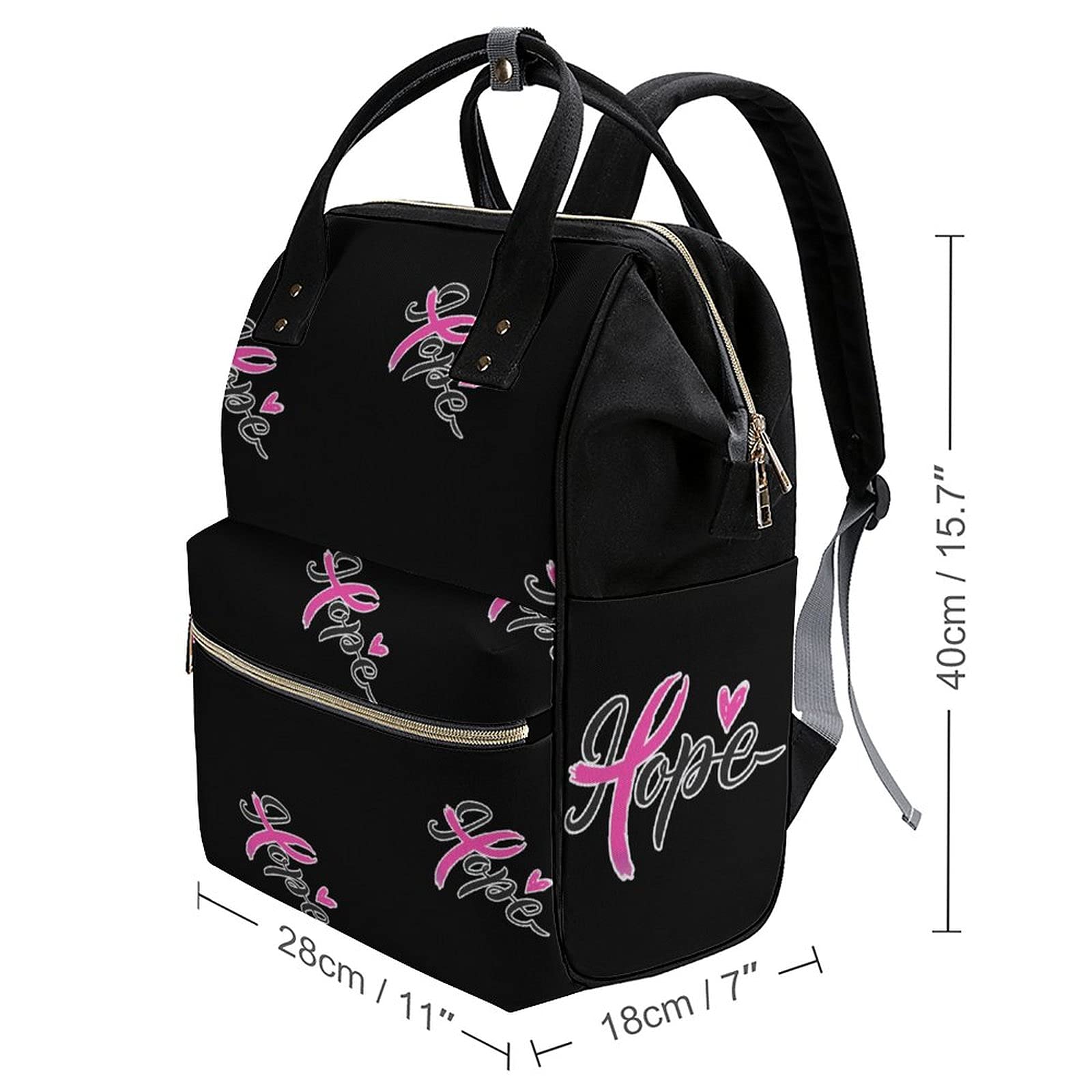 FunnyStar Hope Breast Cancer Awareness Laptop Backpack for Women - Travel Nurse Shoulder Bag, Casual Mommy Daypack (Black, One Size) - Perfect for Work, School & Travel