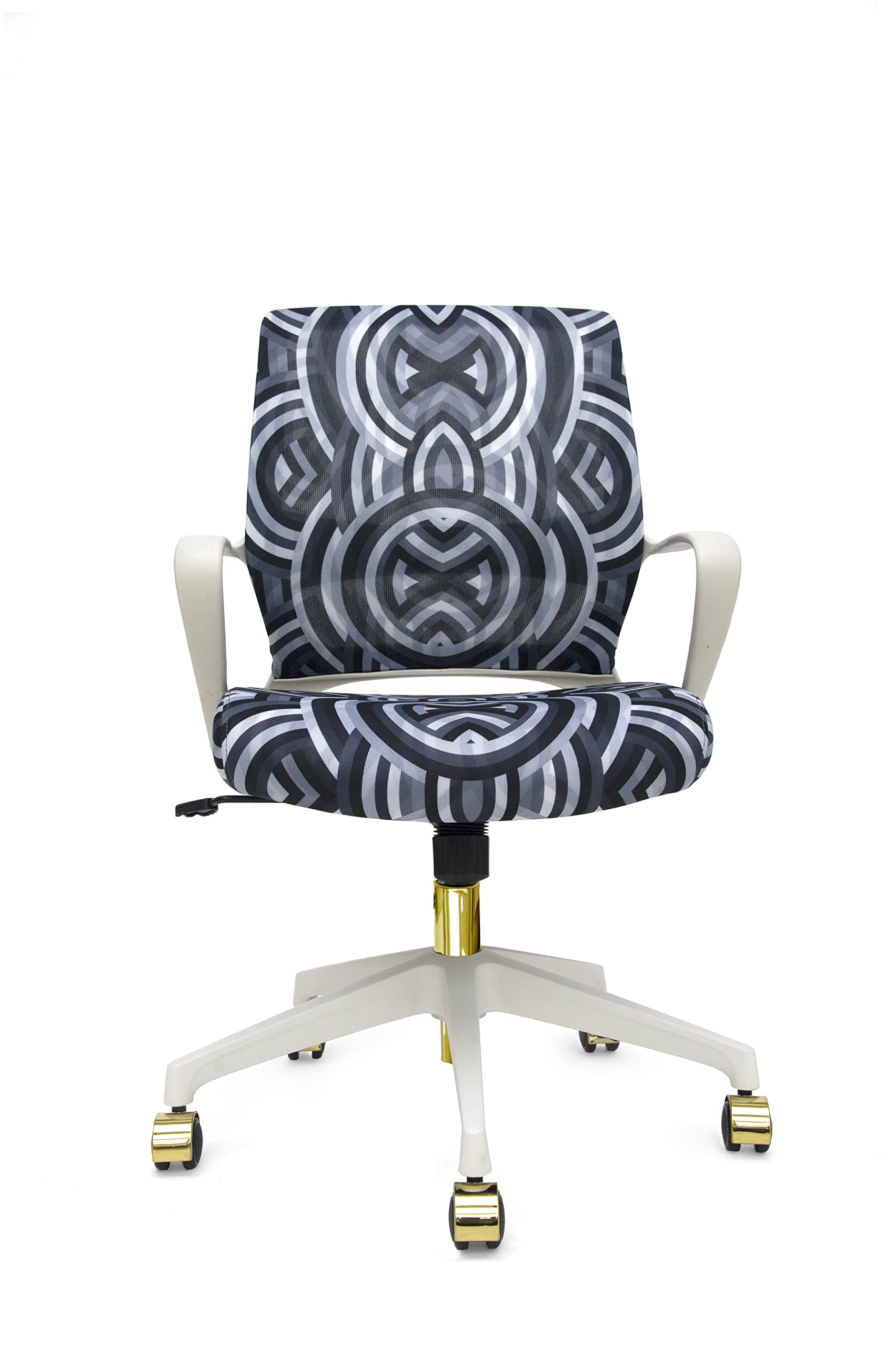 Eurotech Seating Elizabeth Sutton Collection Gramercy Echo Print Task Chair - White Frame with Gold Accents - Ergonomic Home Office Desk Chair for Work & Study - Perfect for Modern Workspaces & Home Offices
