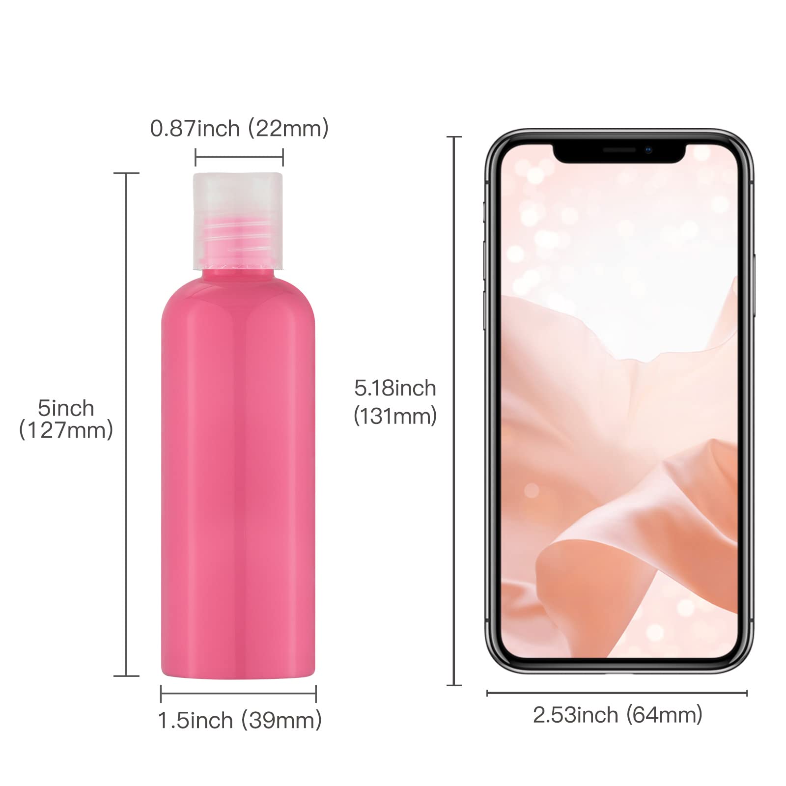 3.4 oz (100ml) TSA Approved Travel Bottles for Toiletries - 5 Pack Leak Proof Small Plastic Shampoo Containers with Labels | Perfect for Airplane Carry On, Gym, Camping & Vacation Essentials