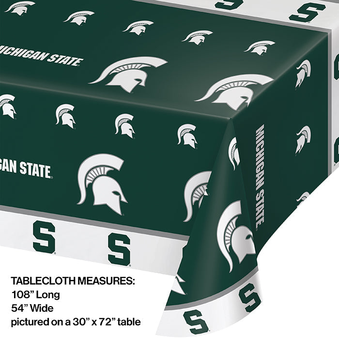 12-Pack Michigan State University Plastic Table Covers - Waterproof, Disposable Party Tablecloths for Game Day, Tailgating & Spartan Themed Events