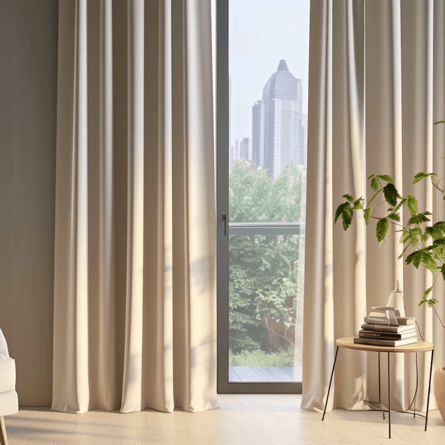 Custom Hazelwood Beige Solid Cotton Curtains - Blackout Window Drapes for Living Room, Bedroom & Home Decor