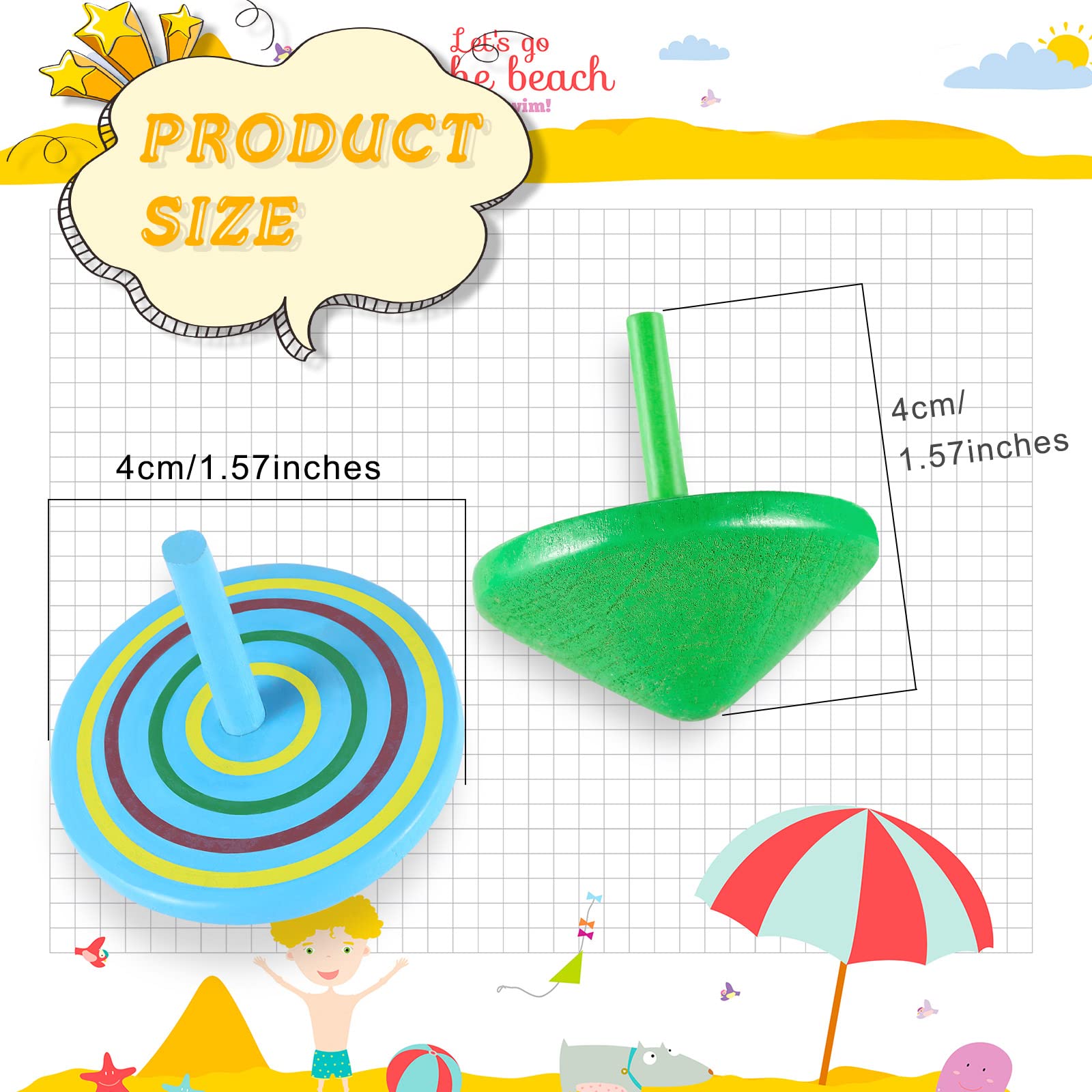 Colorful Wooden Spinning Tops for Kids - Educational Toys & Party Favors for Birthday Gifts