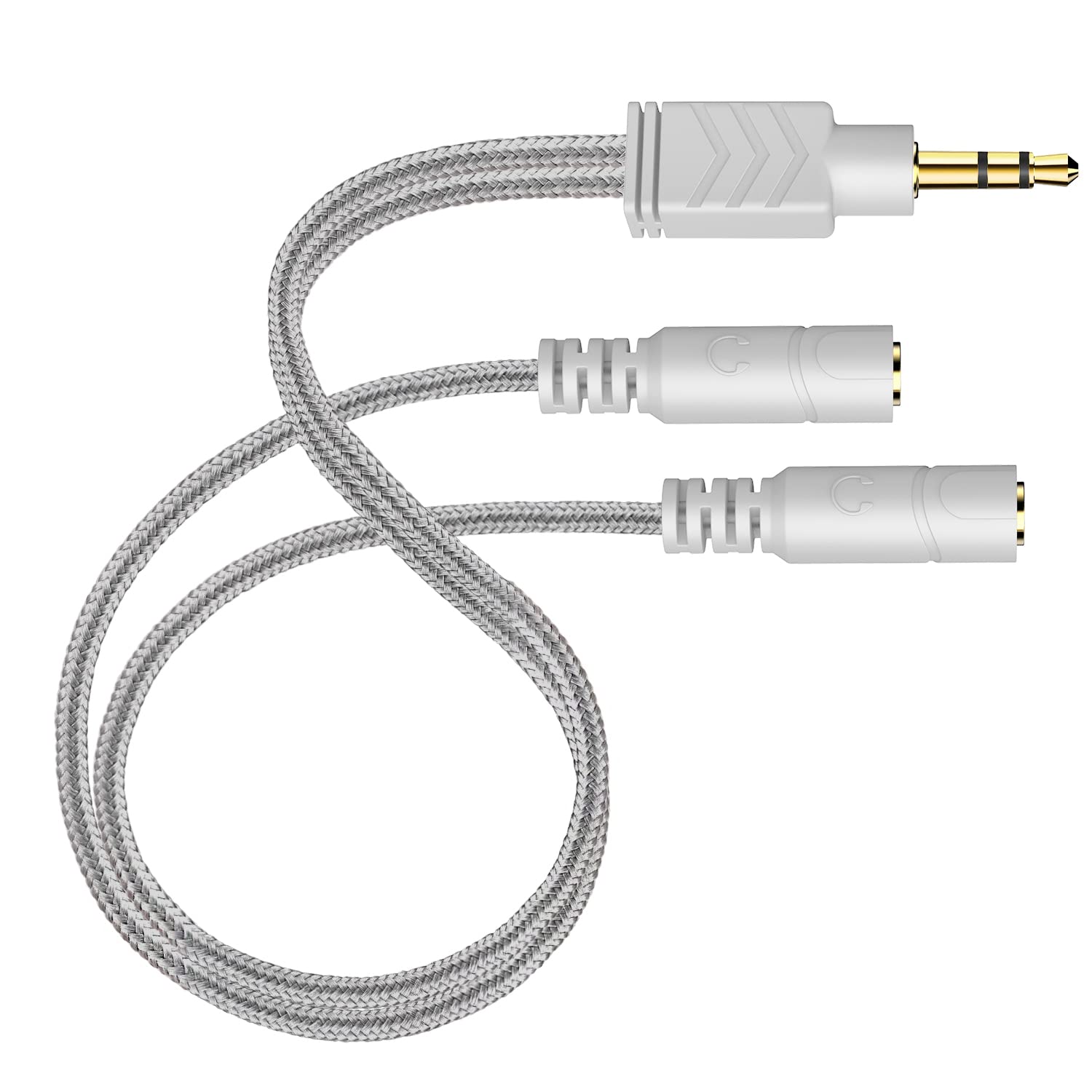 DUKABEL 3.5mm Headphone Splitter Cable - 2-Way Stereo Audio Y Adapter for Headphones, Earphones & Speakers | Equal Sound Distribution | Durable Braided Design | Perfect for Music Sharing, Gaming & Home Theater Systems