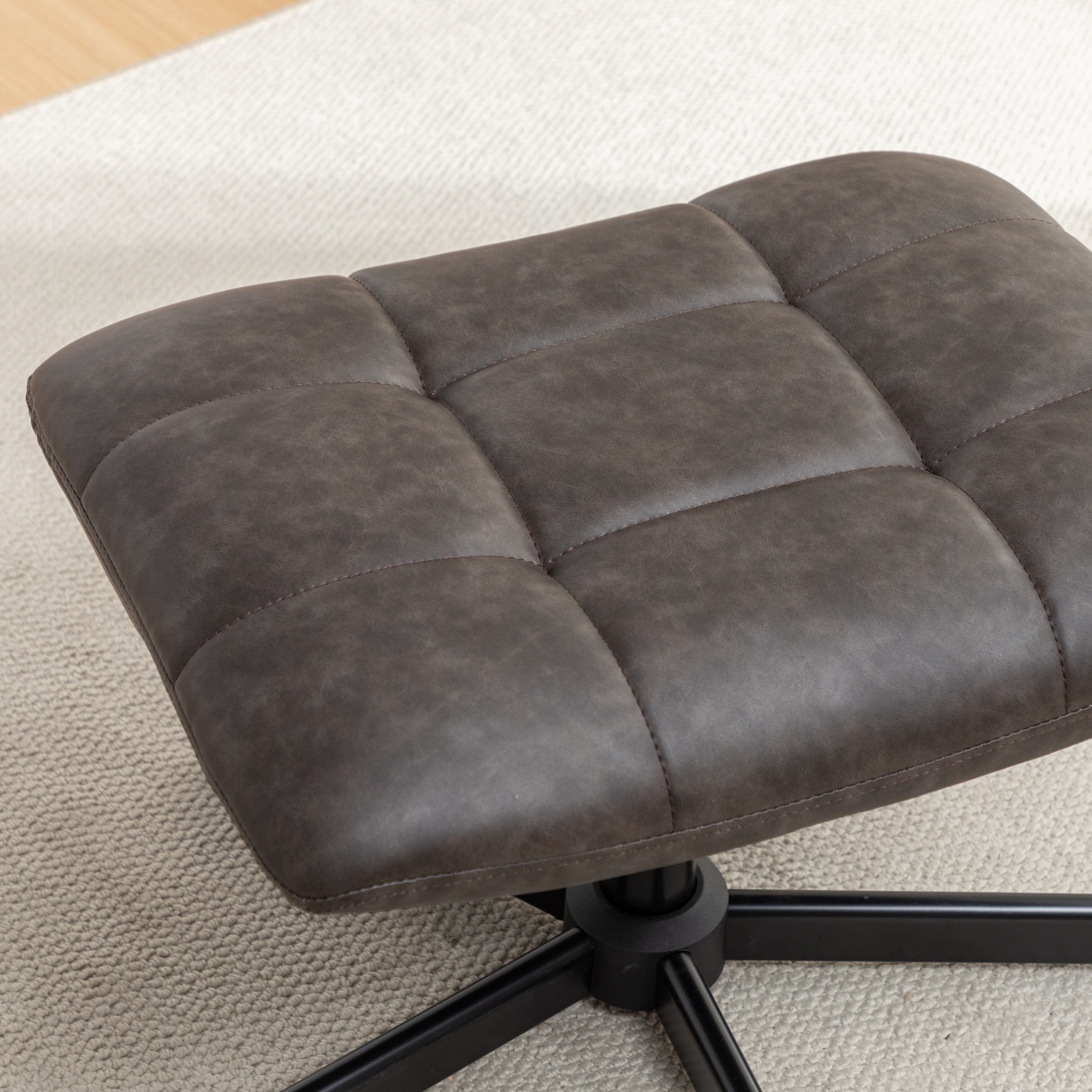 Roundhill Furniture Arlena Faux Leather Tufted Accent Chair with Ottoman Set - Modern Living Room Seating for Home Office, Bedroom or Lounge Area