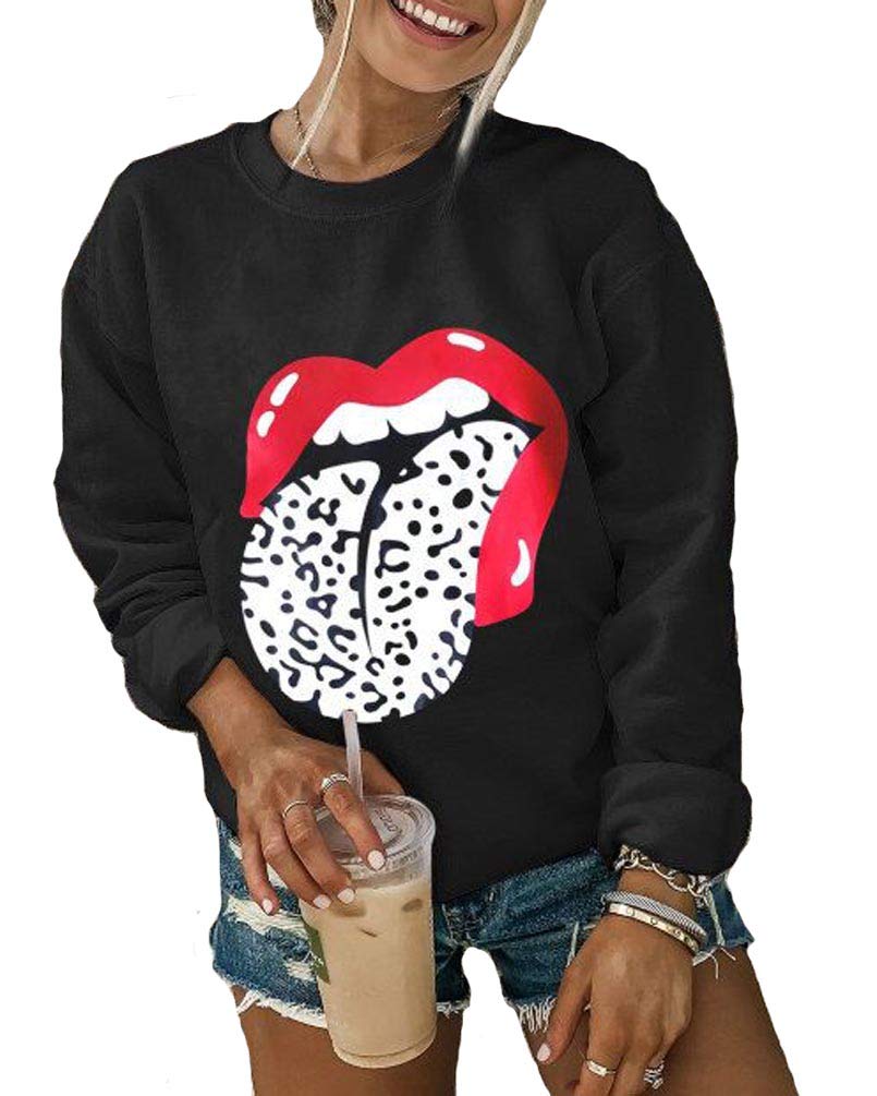 Women's Long Sleeve Crewneck Sweatshirt - Letter Print Pullover Hoodie for Casual Wear, Workout & Lounge | Soft Cotton Blend Activewear Top for Fall & Winter