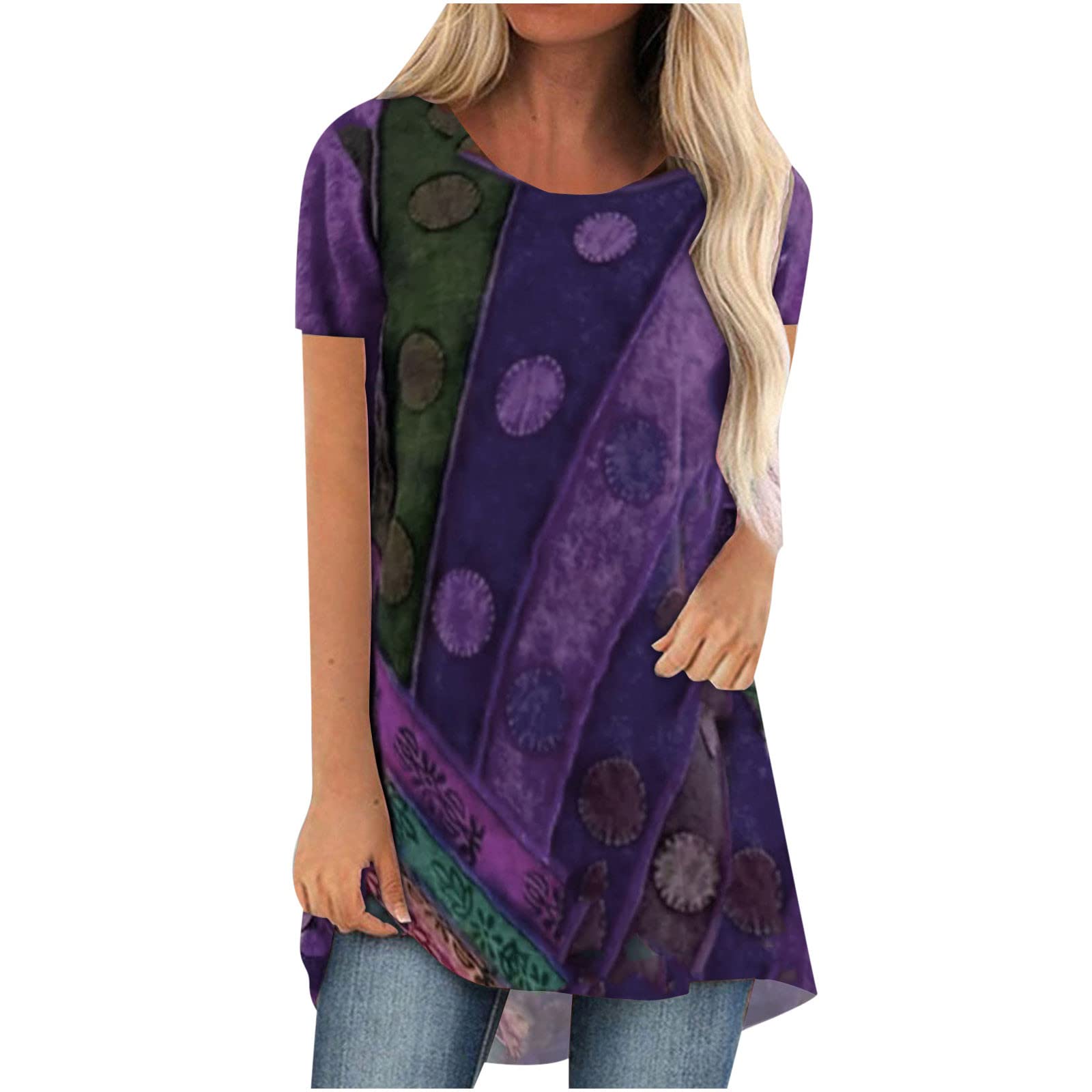 Women's Casual T-Shirts - Summer Cute Printed Tee, Loose Fit Plus Size Short Sleeve Blouse, Comfortable Tunic Top for Everyday Wear, Work & Outfits