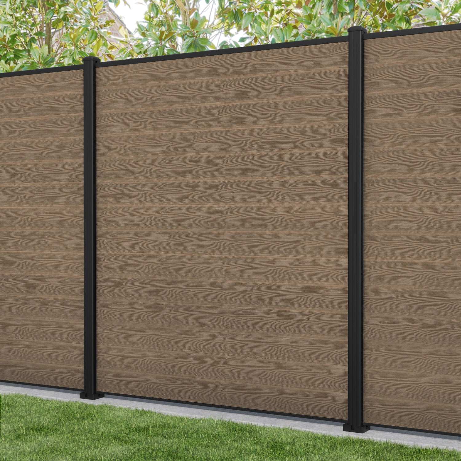 Premium Teak Wood Fence Panel with Durable Aluminum Posts - Classic Outdoor Privacy Fence for Garden, Patio, and Backyard Landscaping