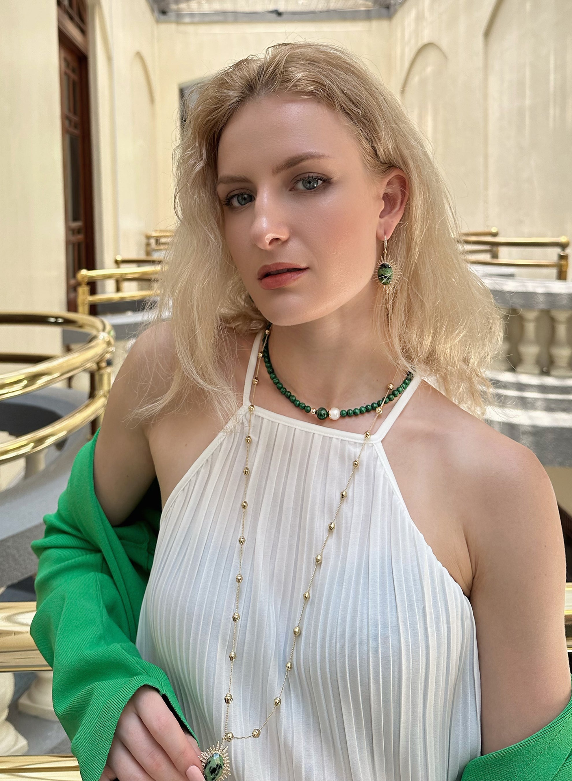Green Zoisite Statement Earrings KE014 | Handmade Tanzanite Jewelry for Women | Perfect for Weddings, Parties & Special Occasions