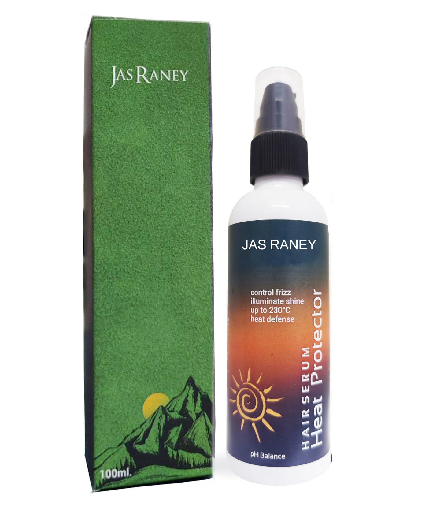 Jas Raney Heat Protection Hair Spray with Natural Oils - Anti-Frizz, Shine & Softness for Smooth Styling - 100ml - Perfect for Blowouts, Straightening & Daily Heat Styling