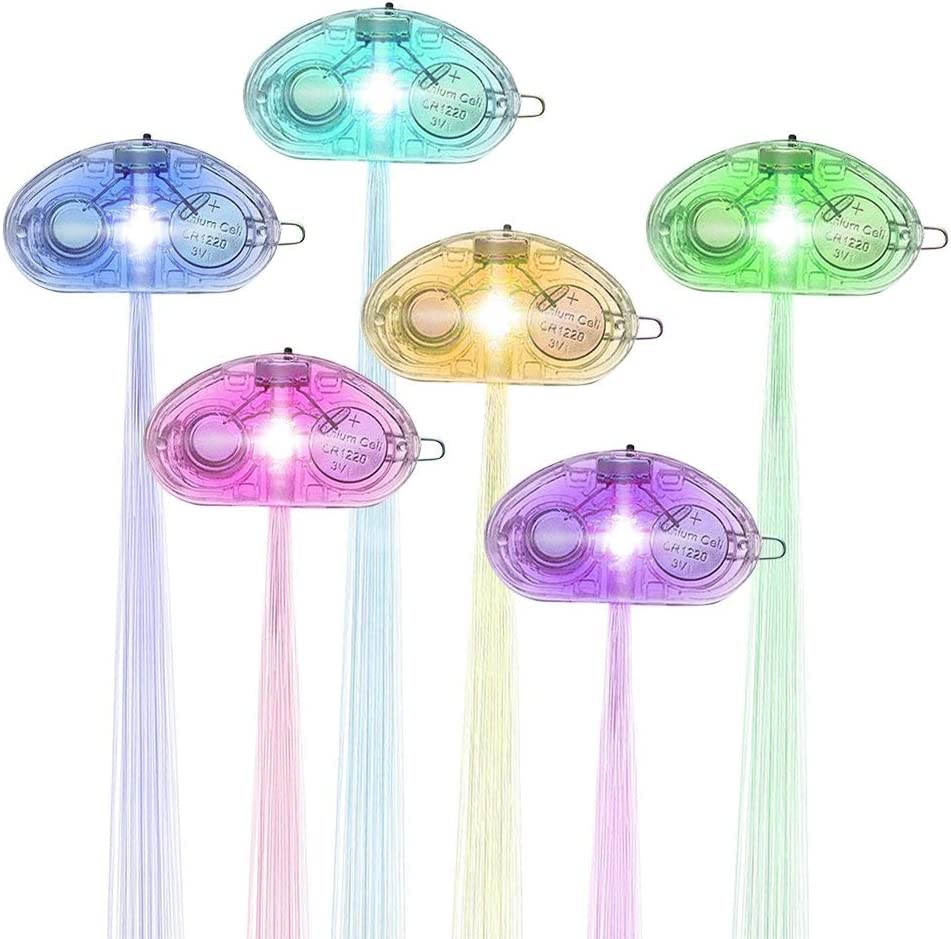 5 Pack LED Hair Barrettes & Clips - Colorful Light-Up Fiber Optic Hair Accessories for Parties, Raves, Concerts & Nightclubs - Multi-Color Flashing Hair Scrunchies & Braid Clips for Women & Girls (Multicolor) - Perfect for Halloween, Cosplay, Rave Outfits & Festival Looks
