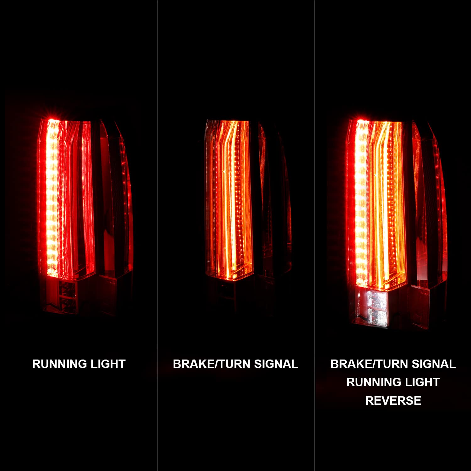 AmeriLite Smoke Intense LED Parking Light Bar - LED Brake & Reverse Tail Lights for 2015-2020 Chevy Suburban Tahoe SUV - Durable Off-Road Lighting for Night Driving & Adventure