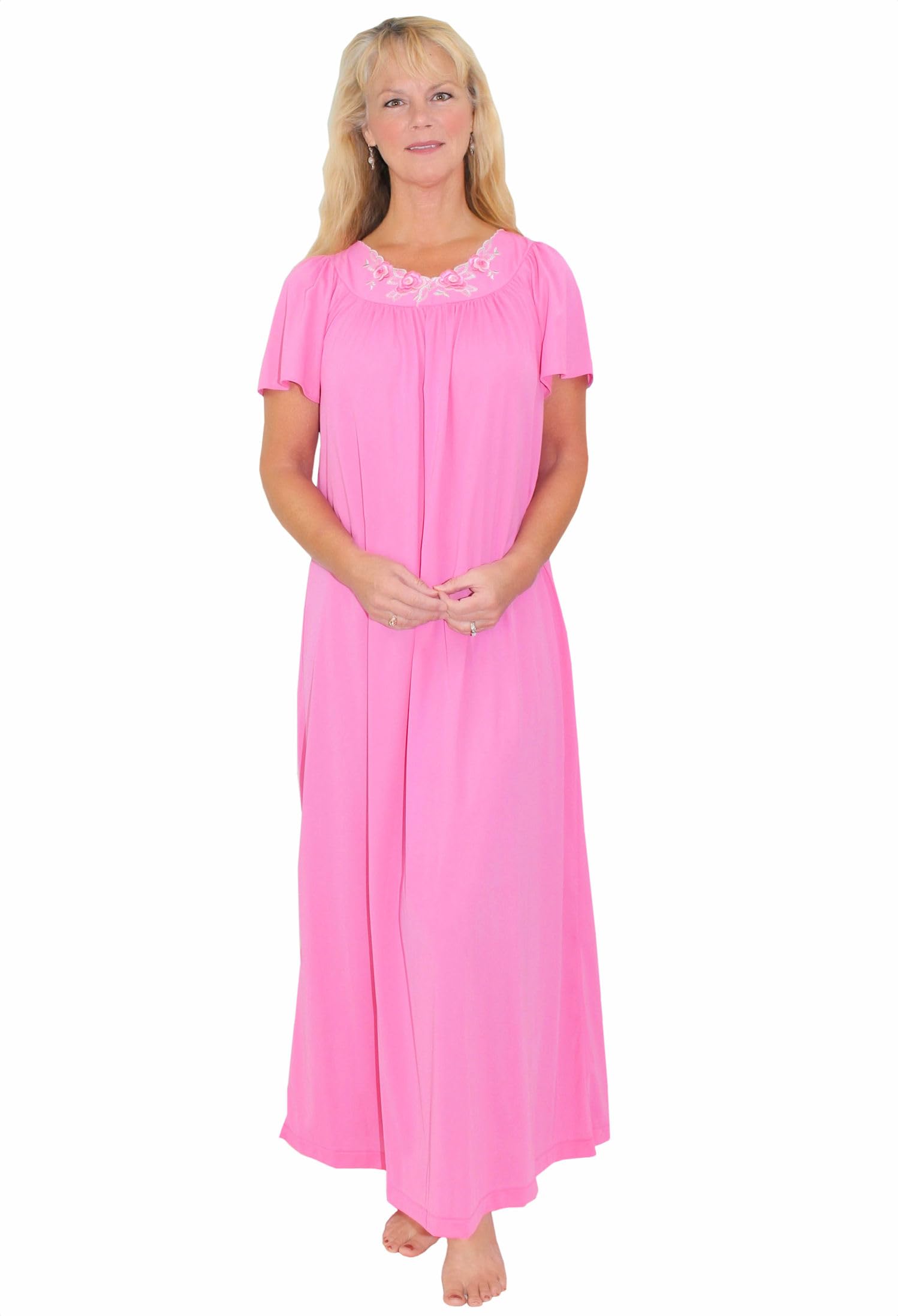 Shadowline Women's Nightgown & Long Sleeve Robe Pajama Set - Soft Nylon Sleepwear & Peignoir Loungewear for Cozy Nights & Relaxing at Home
