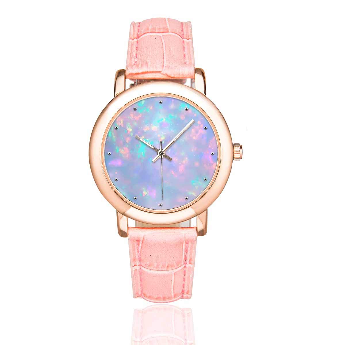 INTERESTPRINT Women's Waterproof Watch with Pink Leather Strap for Outdoor & Travel