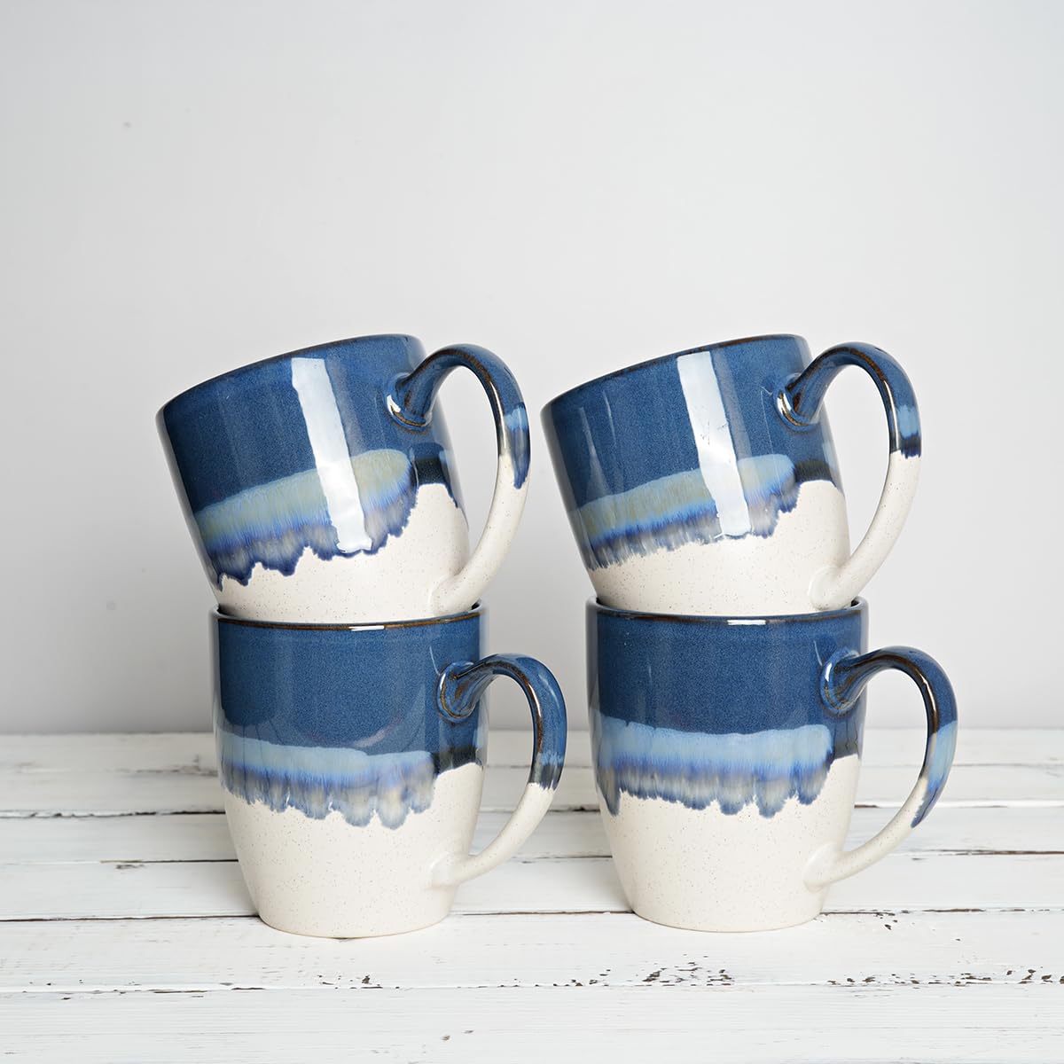 Bosmarlin 17 Oz Ceramic Coffee Mug Set of 4 - Large Handle, Microwave & Dishwasher Safe - Unique Reactive Glaze Design - Perfect for Home, Office & Gifts