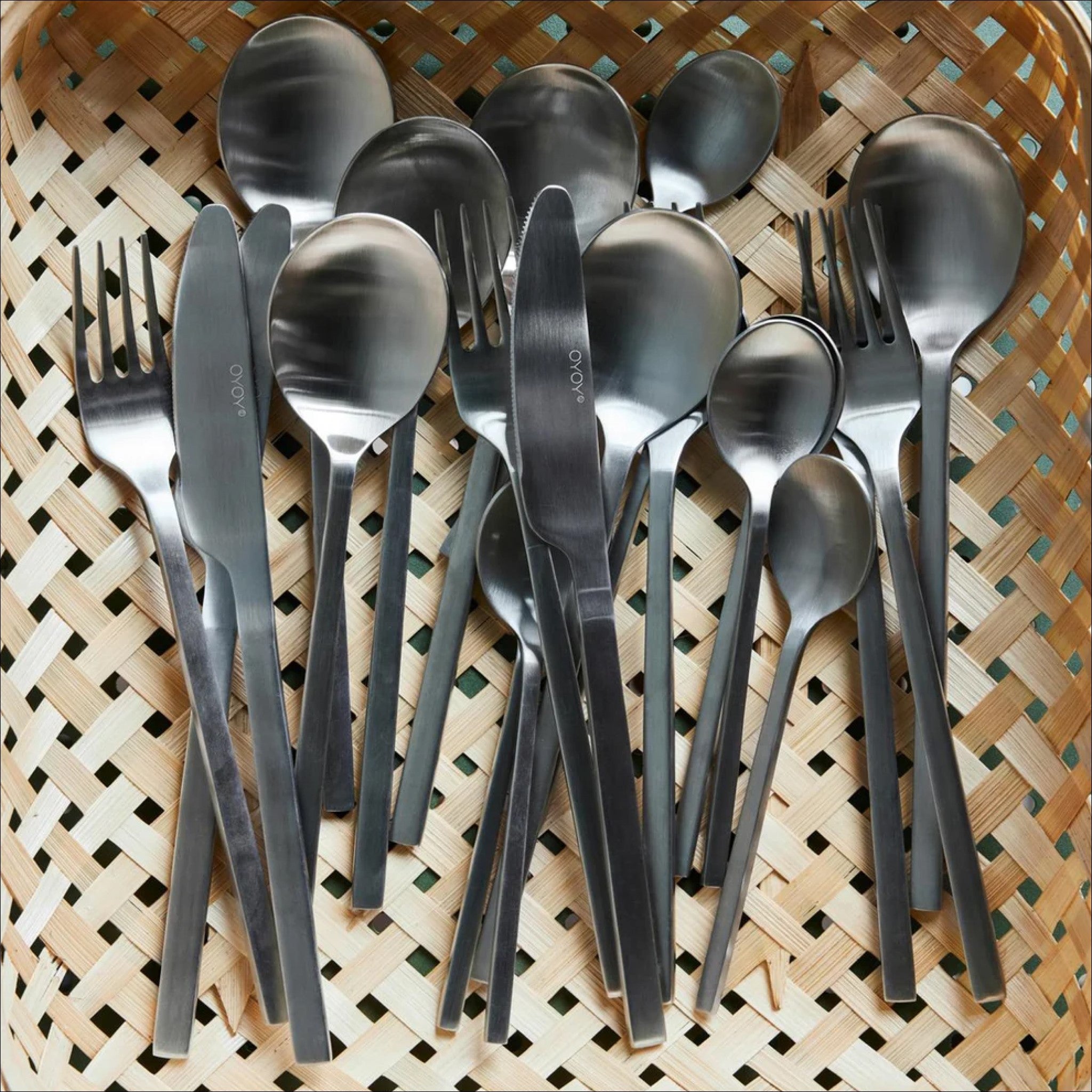 OYOY Yuka Stainless Steel Spoons - Set of 4 - Durable & Elegant Flatware for Dining, Kitchen & Restaurant Use