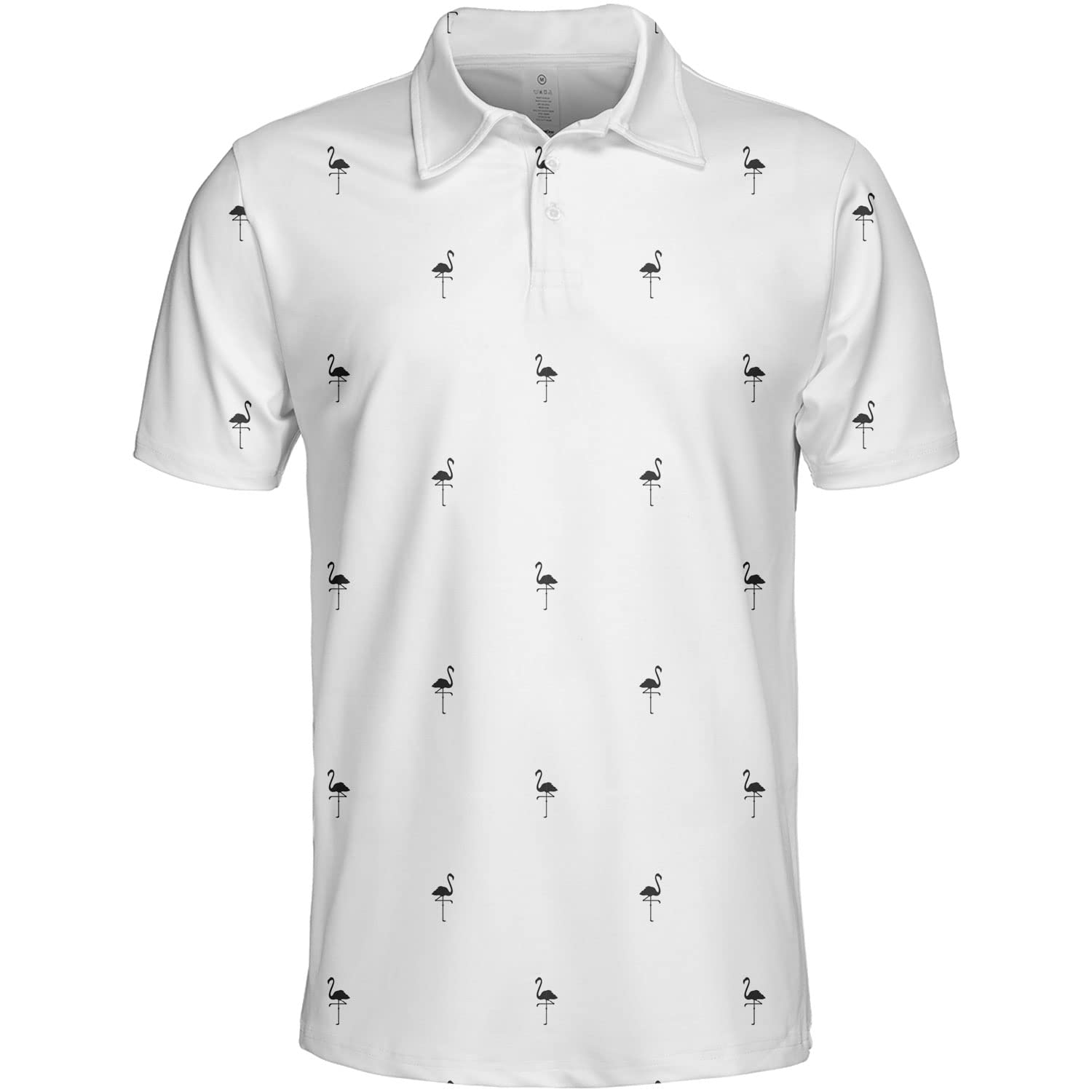 Stylish Black Flamingo Print Polo Shirts for Men & Women - Breathable Short Sleeve Golf & Bowling Shirts - Perfect for Casual Wear, Office, and Sports Activities