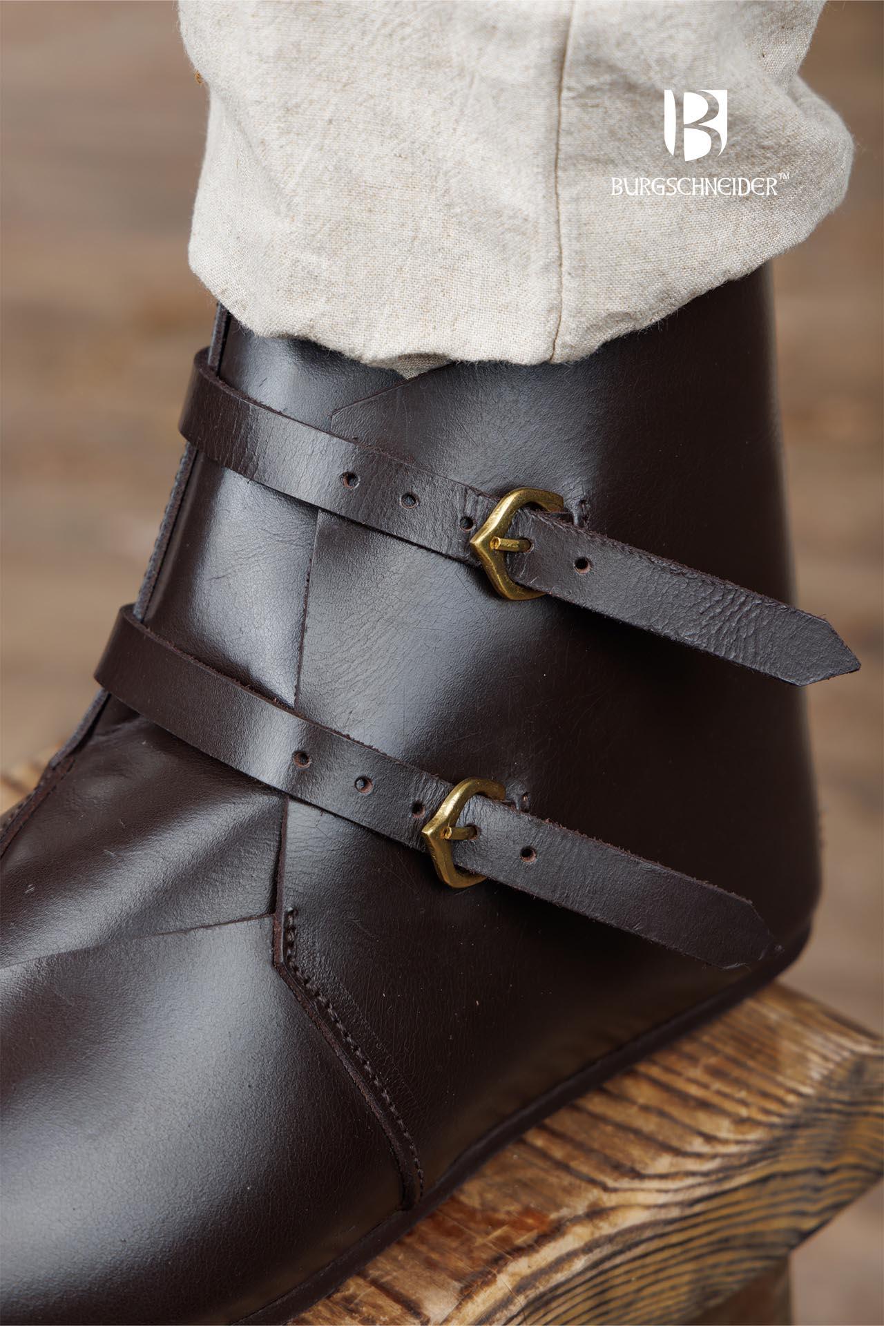 Medieval Half Boots Adelhelm Dark Brown - Authentic Renaissance Footwear for LARP, Cosplay & Historical Reenactment