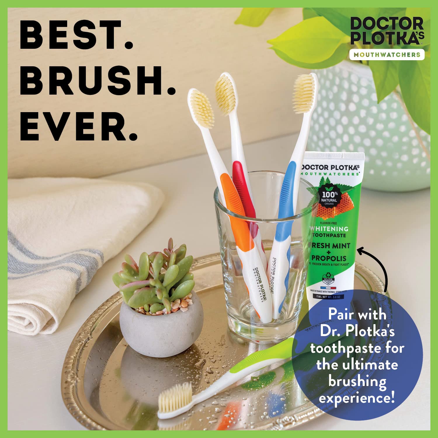 MOUTHWATCHERS Soft Flossing Toothbrush 2-Pack - Ultra Clean Manual Soft Bristle Toothbrush for Adults & Sensitive Teeth - Dentist Designed by Dr. Plotka - Perfect for Travel, Home & Office Use