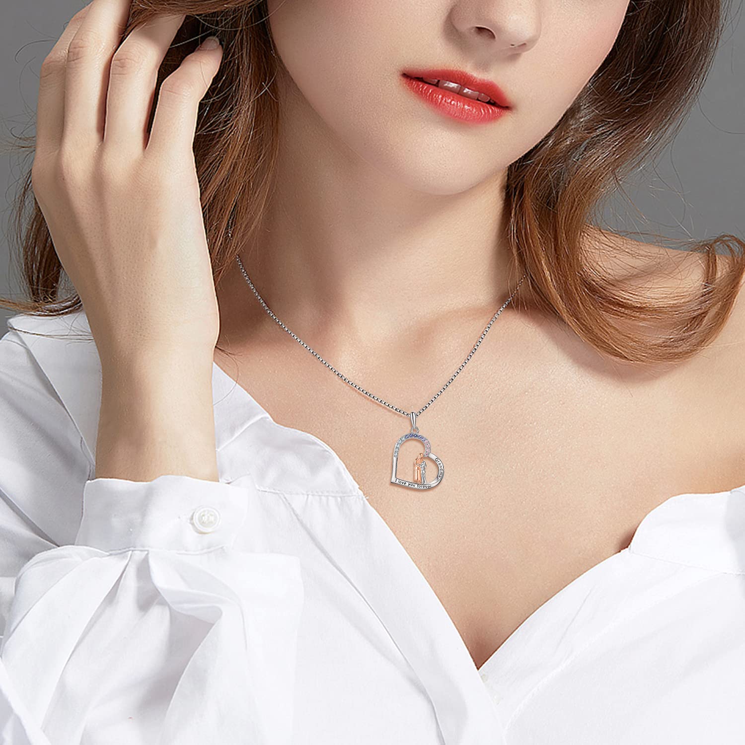Sterling Silver Heart Necklace - Forever Love Gift for Grandma & Mom - Birthday & Mother's Day Jewelry