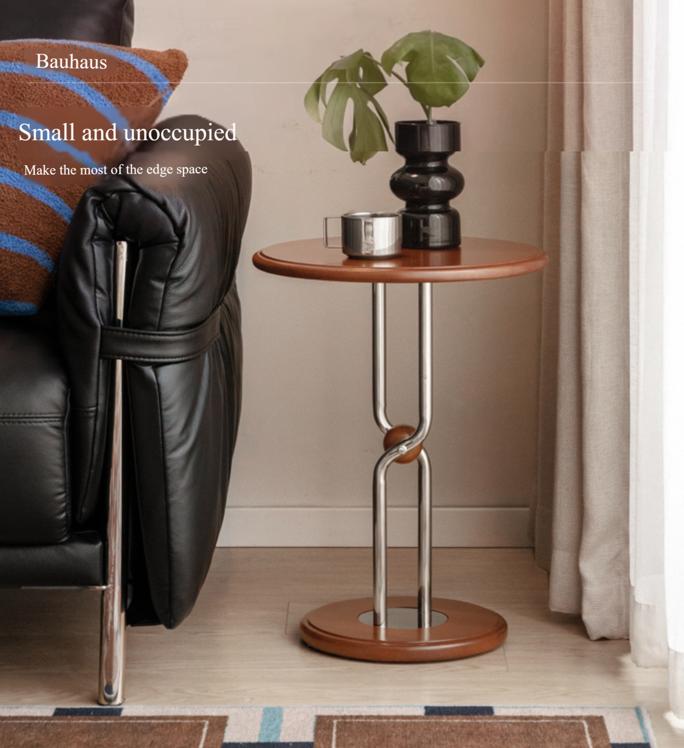 Modern Poplar Solid Wood Bauhaus Style Side Table - Minimalist Nightstand, End Table for Living Room, Bedroom, or Office - Perfect for Coffee, Books, and Decor