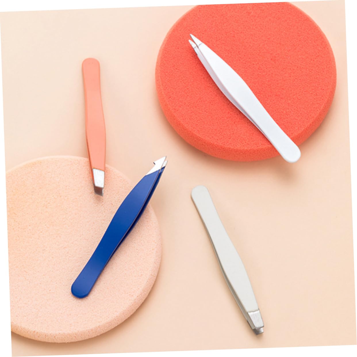 Precision Stainless Steel Eyebrow Tweezers Set of 4 - Professional Eyebrow Shaping & Grooming Tools for Perfect Brows at Home or Salon