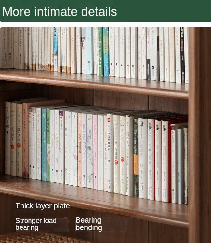Solid Black Walnut & Oak Wood Bookcase - Customizable Wall-Mounted Bookshelf for Living Room, Home Office & Library Storage
