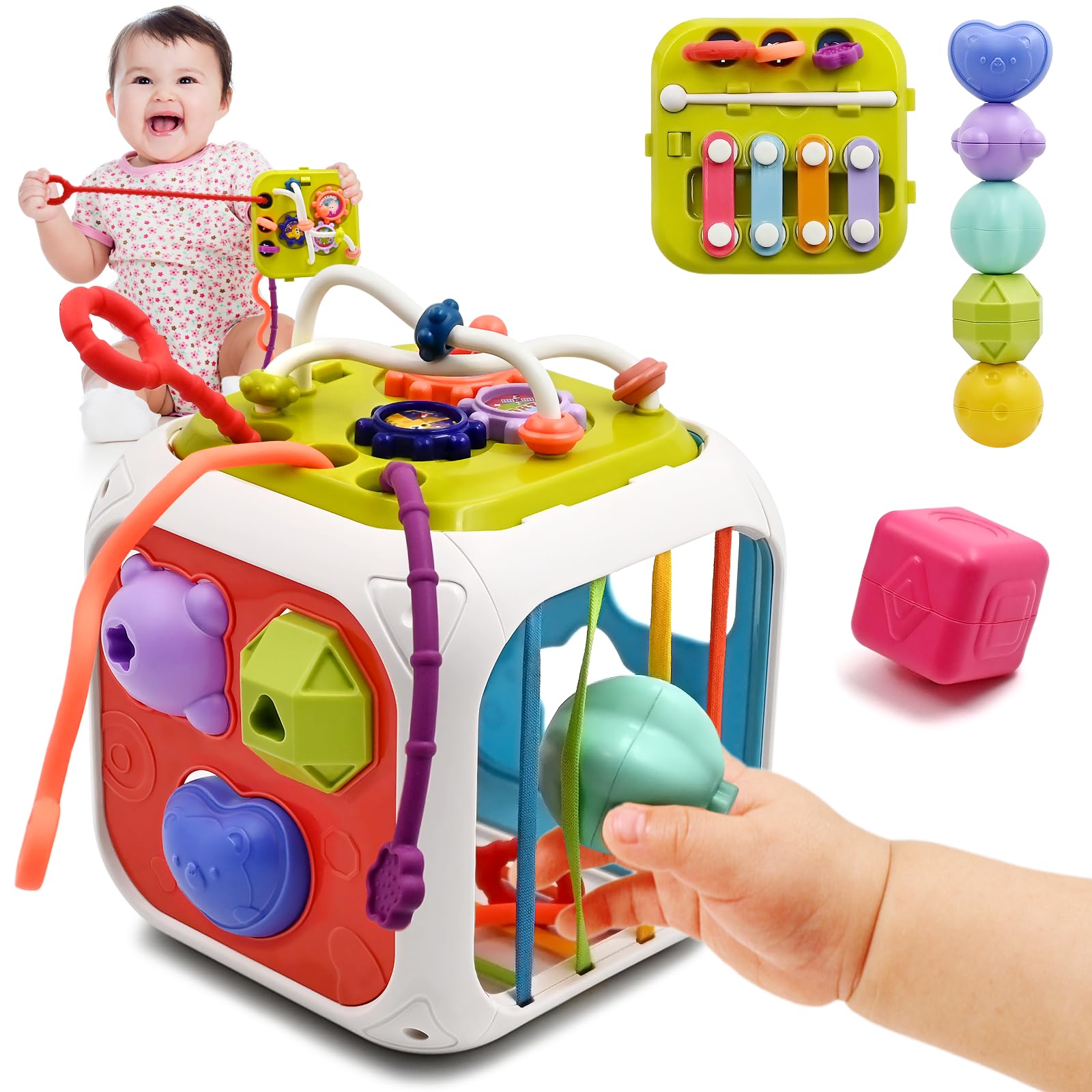 Best Montessori Sensory Toys for 1-2 Year Olds - 7-in-1 Educational Baby Toy Set with Shape Sorter & Stacking Blocks - Perfect Gift for 12-18 Month Old Boys & Girls - Ideal for Toddler Learning, Birthday Gifts & Early Childhood Development