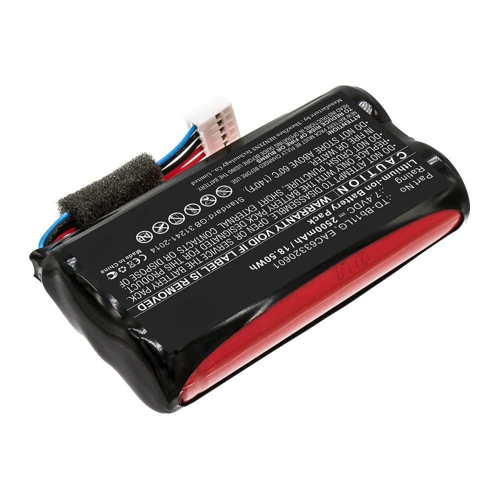 Synergy Digital Replacement Battery for LG PJ9B Speaker - 7.4V 2500mAh Li-ion High Capacity Battery Compatible with LG TD-Bb11LG - Perfect for Outdoor Parties, Home Entertainment & Portable Audio