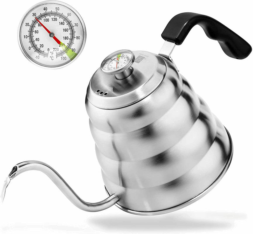1.2L Silver Coffee Kettle - Stainless Steel Stovetop Tea Pot for Pour Over, French Press & Drip Coffee Brewing - Perfect for Home, Office & Camping Use