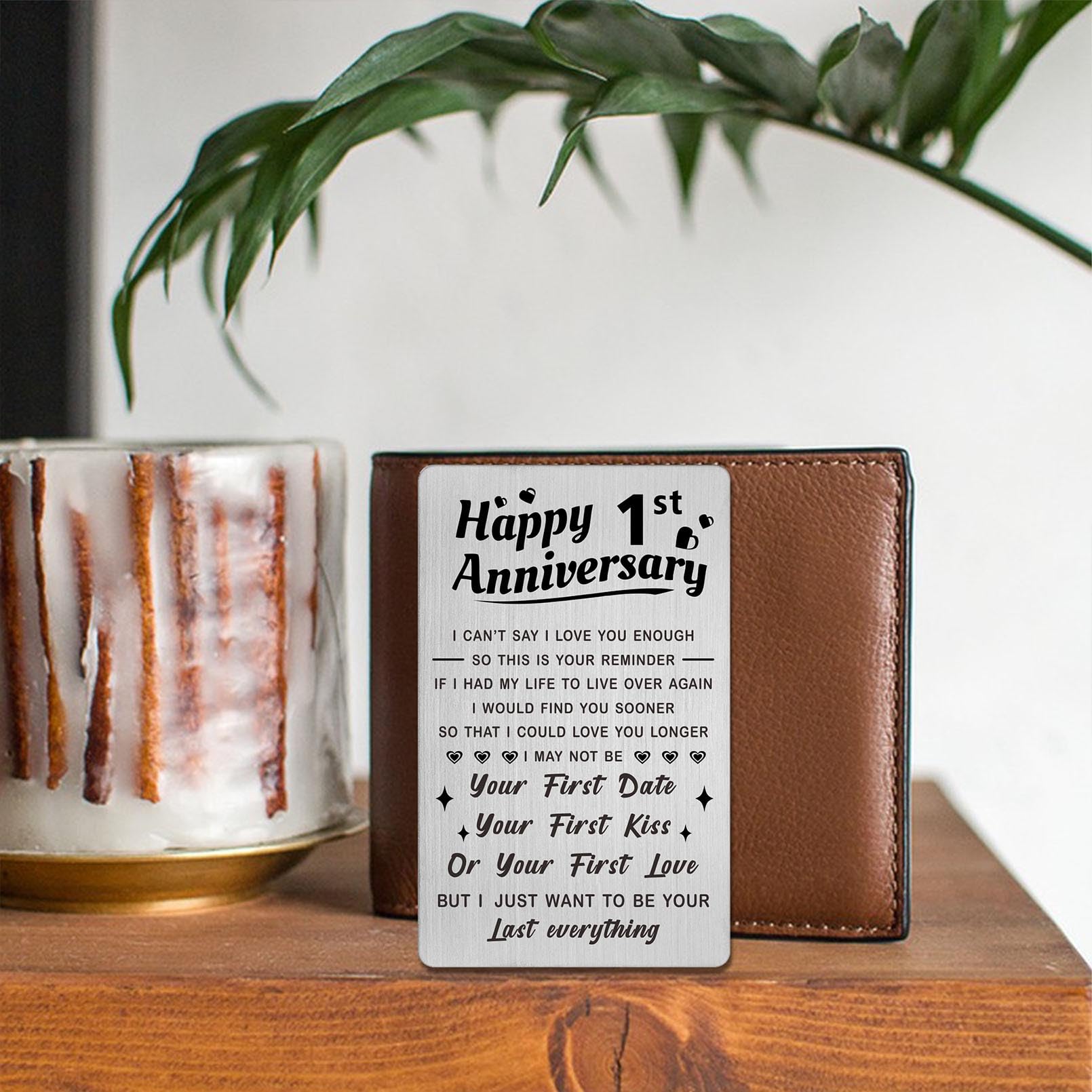 Jzxwan 1st Anniversary Card - Romantic Wedding Anniversary Gift for Husband, Wife, Boyfriend or Girlfriend - Perfect 1 Year Anniversary Present for Couples - Great for First Wedding Anniversary, Valentine's Day & Romantic Occasions