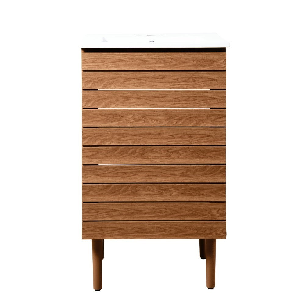 Aubert Thick Linear Slat Modern Farmhouse 2 Shelf Bathroom Vanity Cabinet Only (Sink Not Included) - Perfect for Farmhouse Style Bathroom Storage & Organization