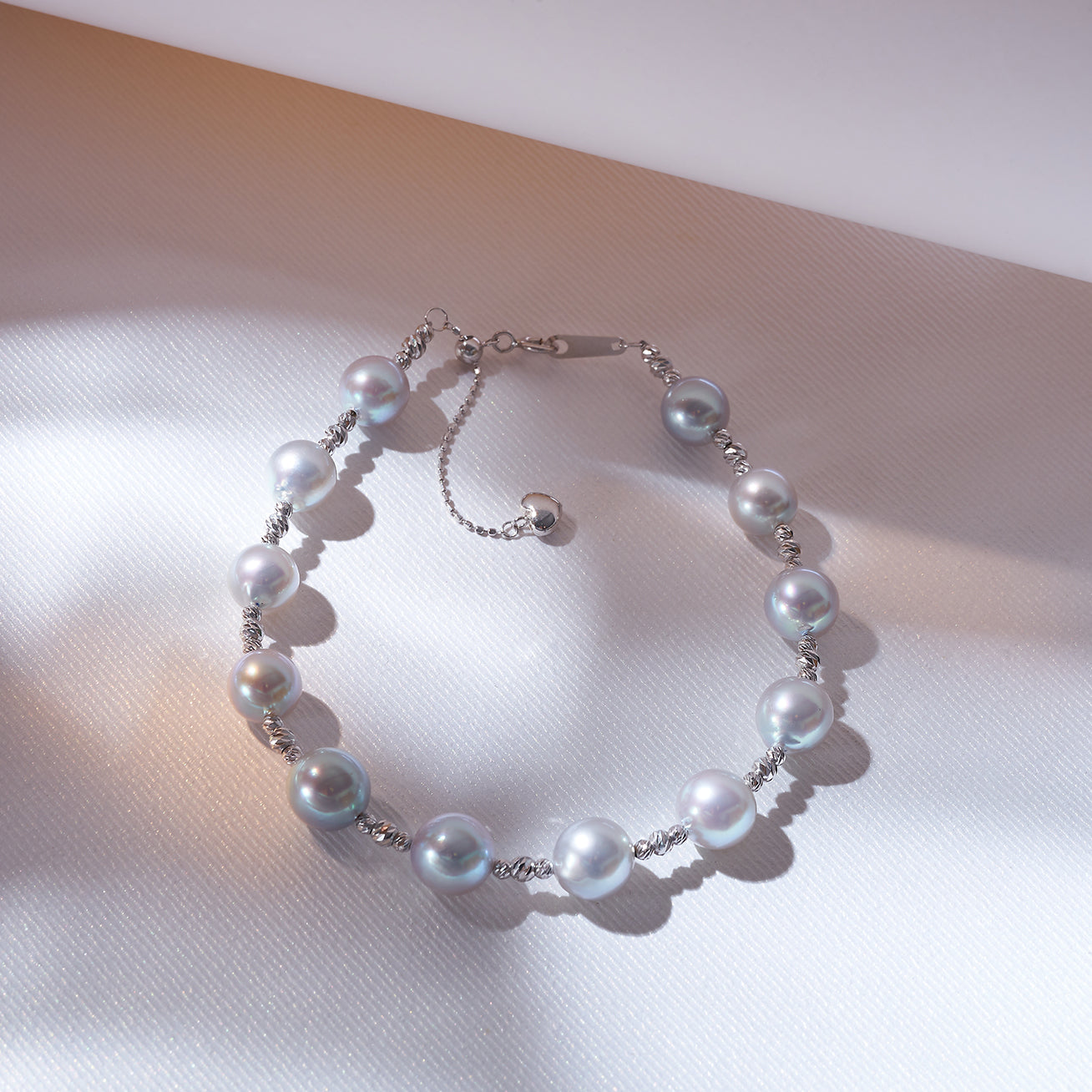 18K Solid Gold Silver Blue Akoya Pearl Bracelet for Women - Elegant Jewelry Gift for Wedding, Anniversary & Special Occasions | KB00037