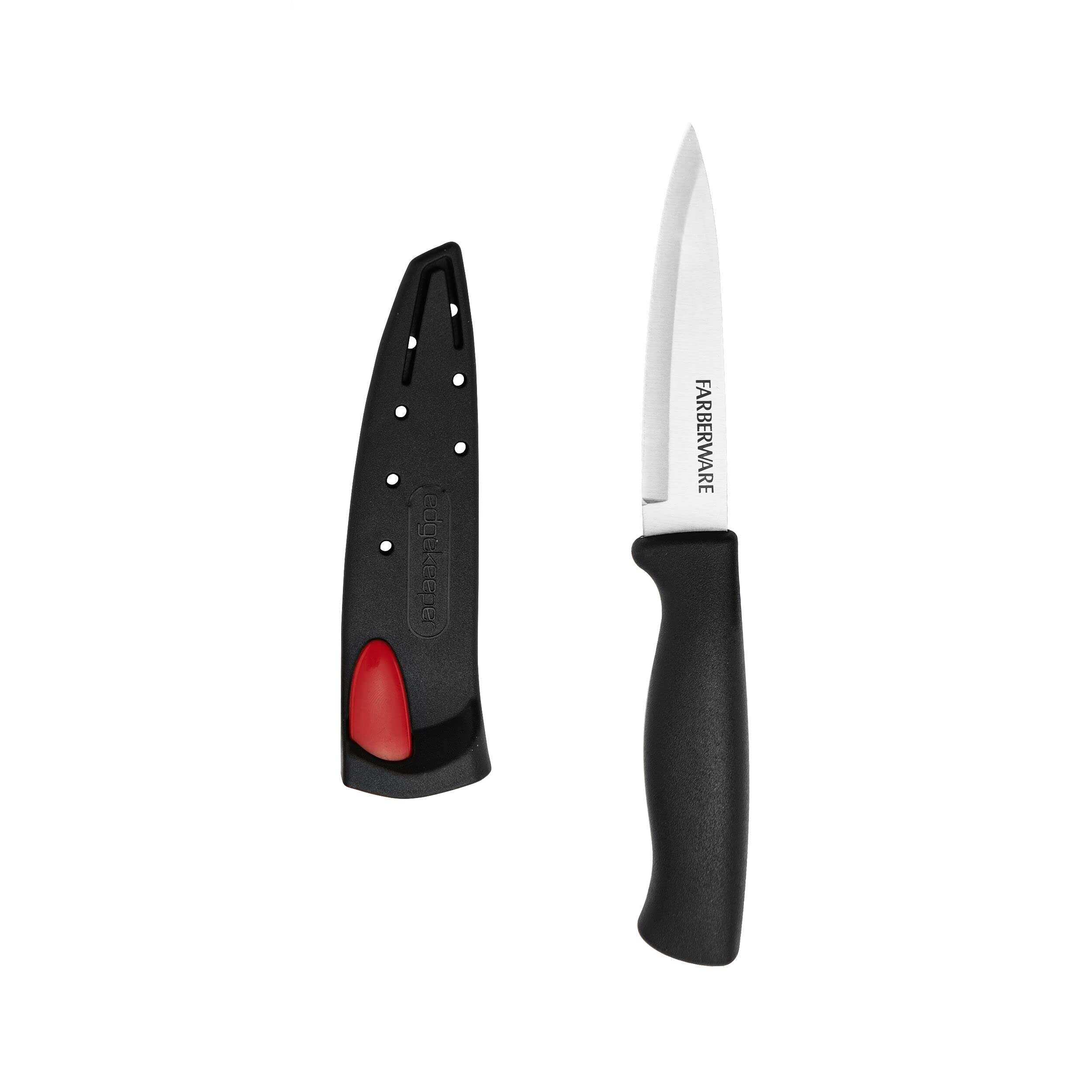 Farberware Edgekeeper 3.5-Inch Paring Knife - Self-Sharpening Blade Cover, High Carbon Stainless Steel Kitchen Knife with Ergonomic Handle - Razor Sharp Precision for Peeling, Slicing & Food Prep - Perfect for Fruits, Vegetables & Detailed Cutting Tasks