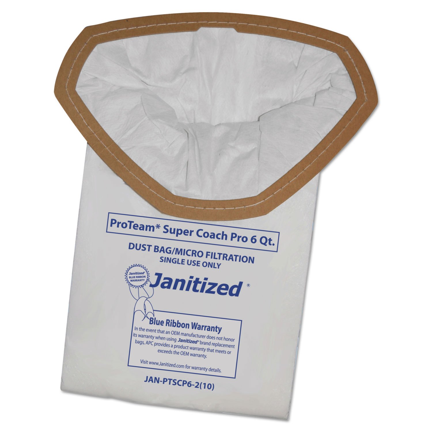 Janitized JANPTSCP62 Vacuum Filter Bags - Compatible with ProTeam Super Coach Pro 6 & GoFree Pro - 100 Count Pack - High Efficiency Dust Collection - Perfect for Commercial Cleaning & Home Maintenance (APCJANPTSCP62)