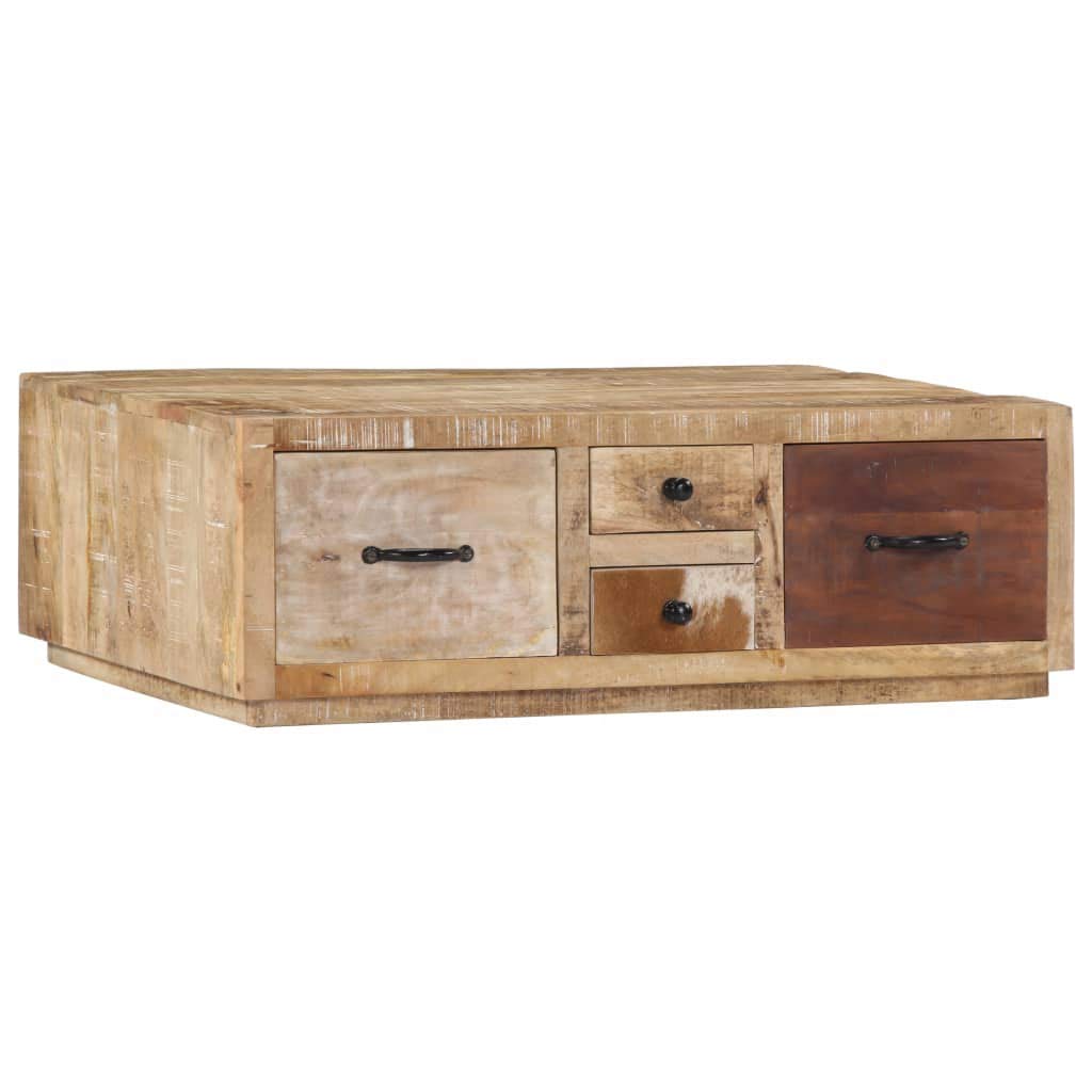 FAMIROSA Solid Mango Wood Coffee Table 35.4x23.6x11.8 Inches - Modern Living Room Furniture for Small Spaces, Home Decor Centerpiece