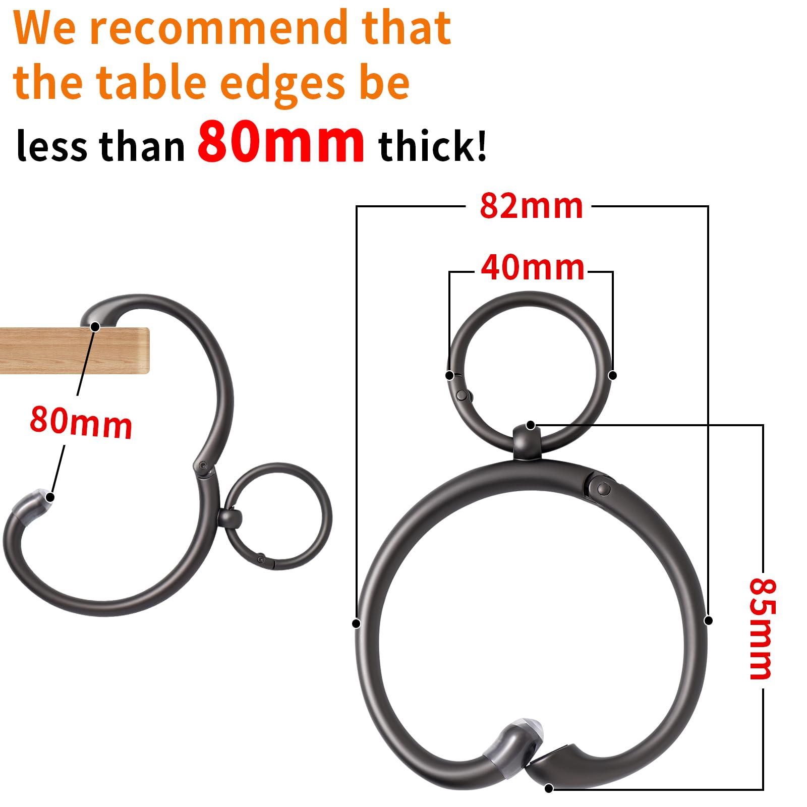 **2-in-1 Anti-Slip Purse Hook for Table – Heavy Duty Bag Hanger with Gift Box – Perfect for Women & Men – Ideal for Restaurants, Travel & Home Use (Black)**