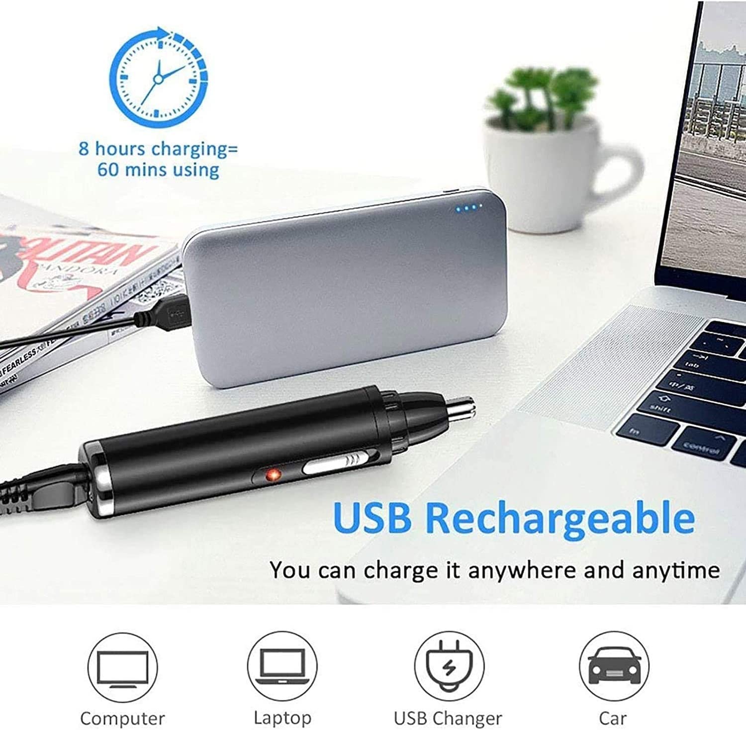 Rechargeable Electric Nose Hair Trimmer for Men & Women - Painless Facial Grooming Kit with Precision Blades - Perfect for Eyebrows, Ears & Nose Hair Removal at Home or Travel