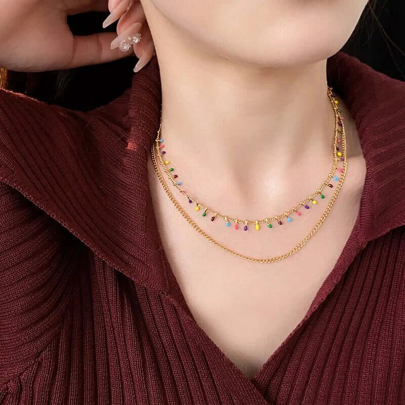 Stylish Titanium Multi-Strand Beaded Necklace for Women | HN3042 | Elegant Layered Jewelry for Parties, Weddings & Everyday Wear