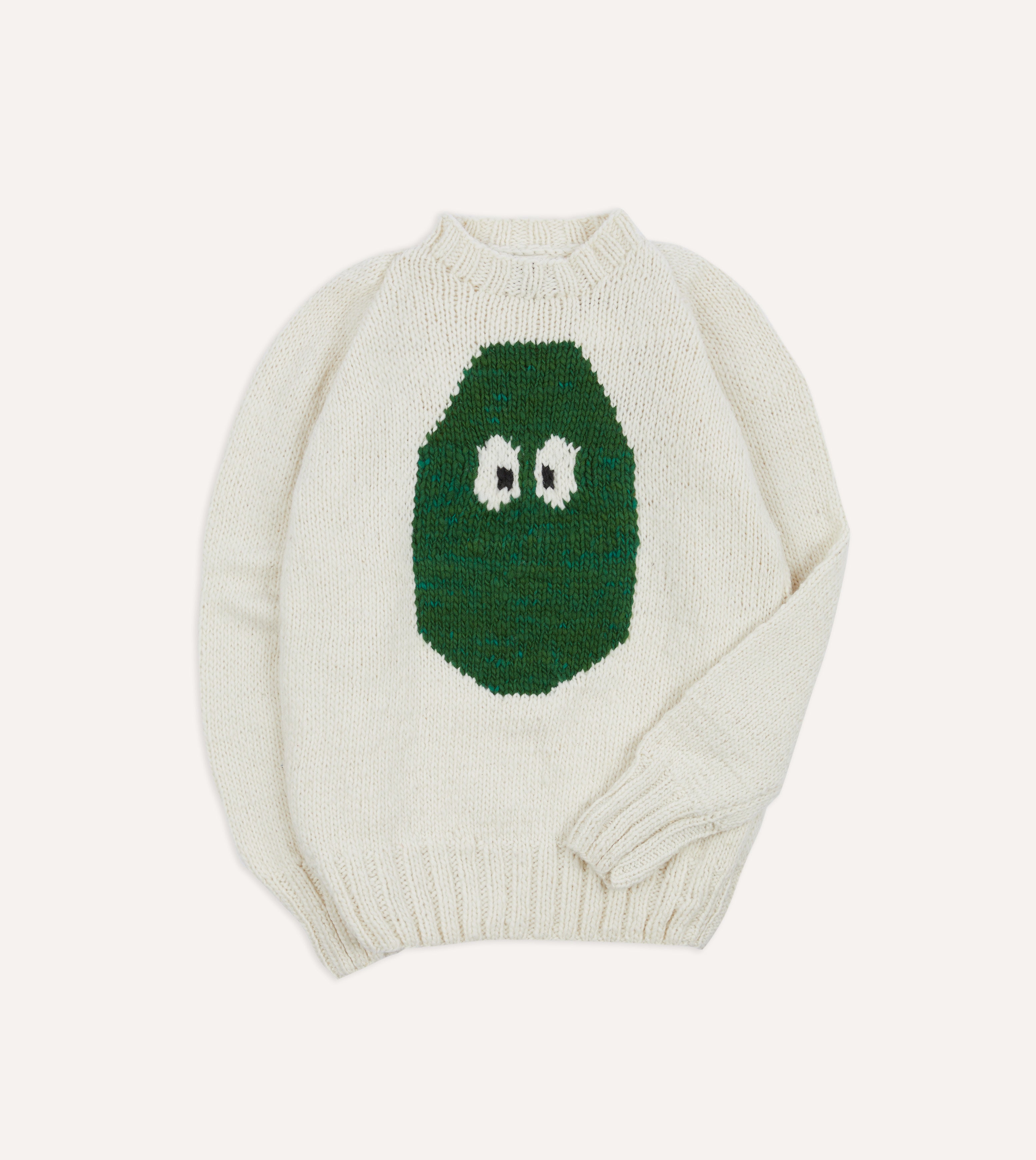Drake's Ecru Avocado Merino Wool Sweater for Men - Soft & Warm Knit Jumper - Perfect for Fall & Winter Layering, Office Wear & Casual Outfits