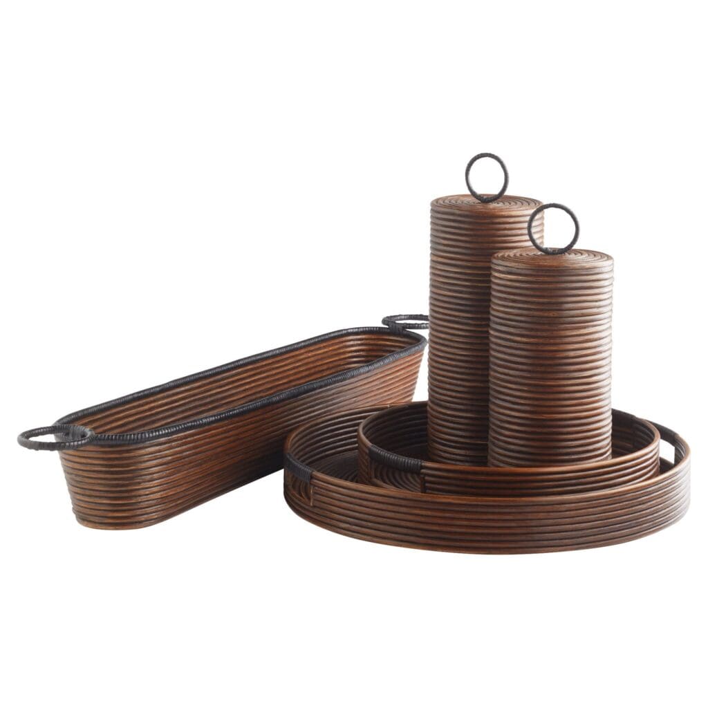 Cyan Design 11718 Papeete Round Tray - Small Brown Decorative Tray for Home Decor, Coffee Table, Vanity & Bathroom Organization