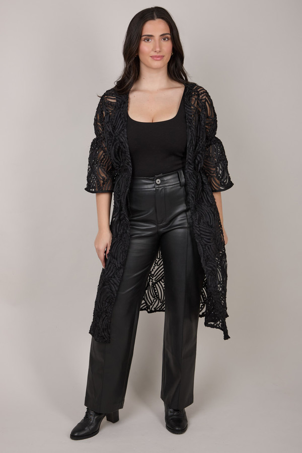 Stylish Midi Cutout Duster Coat for Women - Elegant Longline Open Back Cardigan - Perfect for Office, Date Night & Fall Layering