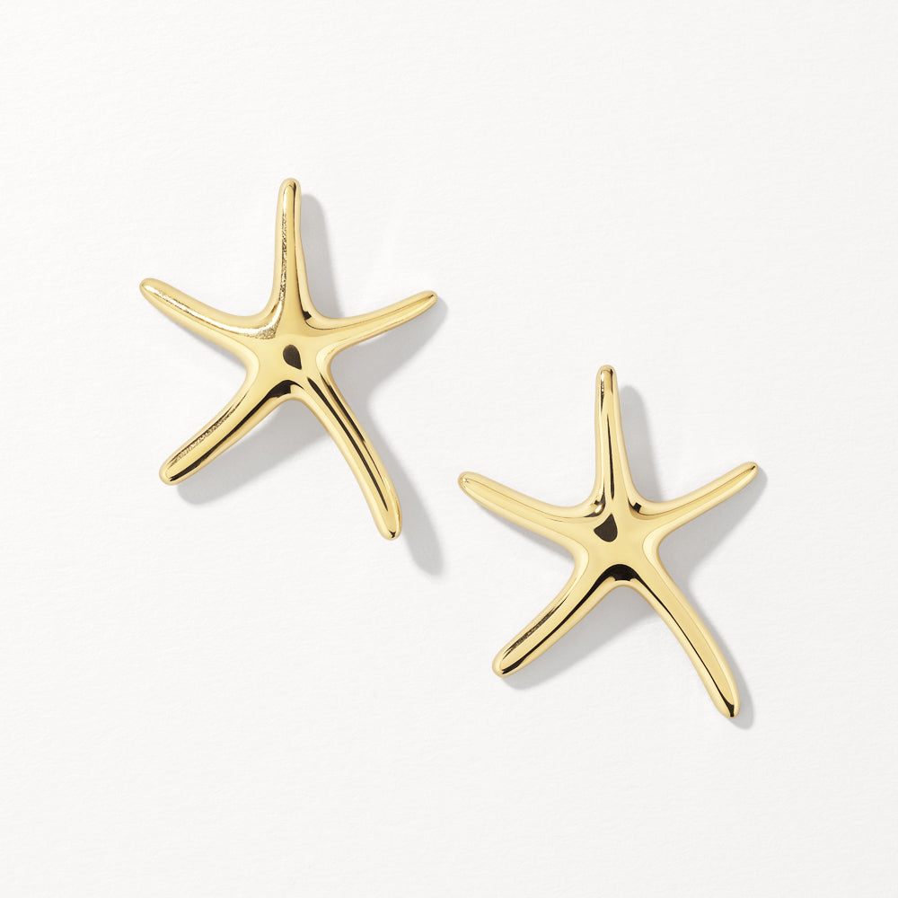 Gold Starfish Stud Earrings for Women - Dainty Ocean-Themed Jewelry - Perfect for Beach Vacations, Summer Outfits & Gift Giving