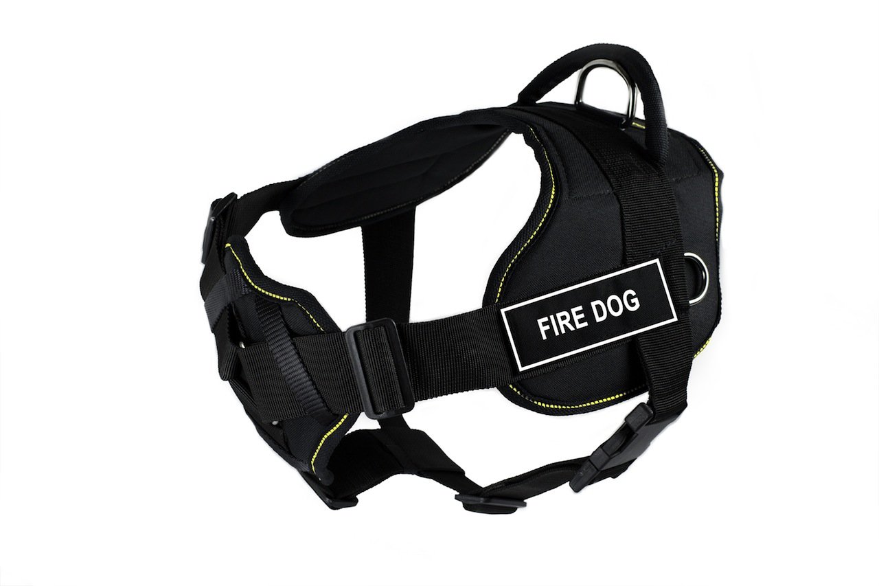 Dean & Tyler DT Fun Fire Dog Harness with Padded Chest Plate - Reflective Adjustable No-Pull Vest for Medium & Large Dogs - Perfect for Walking, Running & Outdoor Adventures