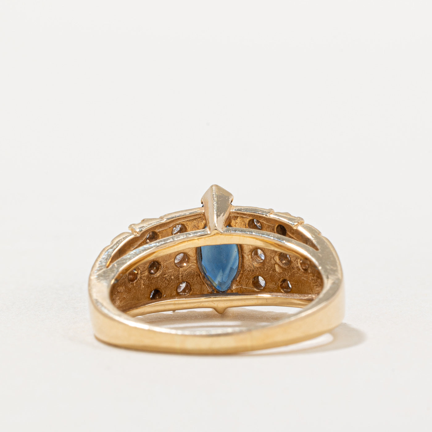 Exquisite Marquise Cut Sapphire & Diamond Ring - 0.73ct Sapphire & 0.36ctw Diamonds - Size 7.25 - Perfect for Engagement, Anniversary & Special Occasions