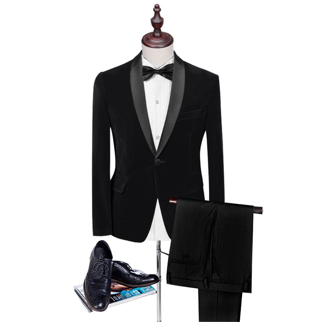 Elegant Velvet Groom Tuxedo Suit - 4 Color Velour Wedding Blazer for Men | Perfect for Weddings, Prom & Formal Events (Style AB102)