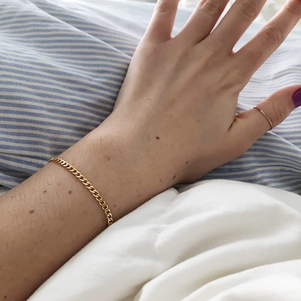 Women's Dainty Gold Chain Bracelet - Simple Layered Beaded Turquoise Bracelet with Charm Crystal Bar, Heart, Karma & Triangle Pearl Bracelets | Elegant Everyday Jewelry for Women, Perfect for Office, Date Night & Special Occasions