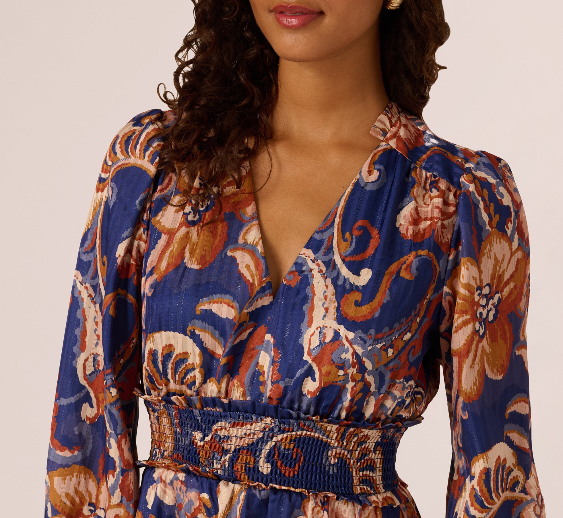 Stylish Blue Multi Paisley Stripe Long Sleeve Short Dress for Women | Perfect for Casual Outings, Date Nights & Spring Fashion
