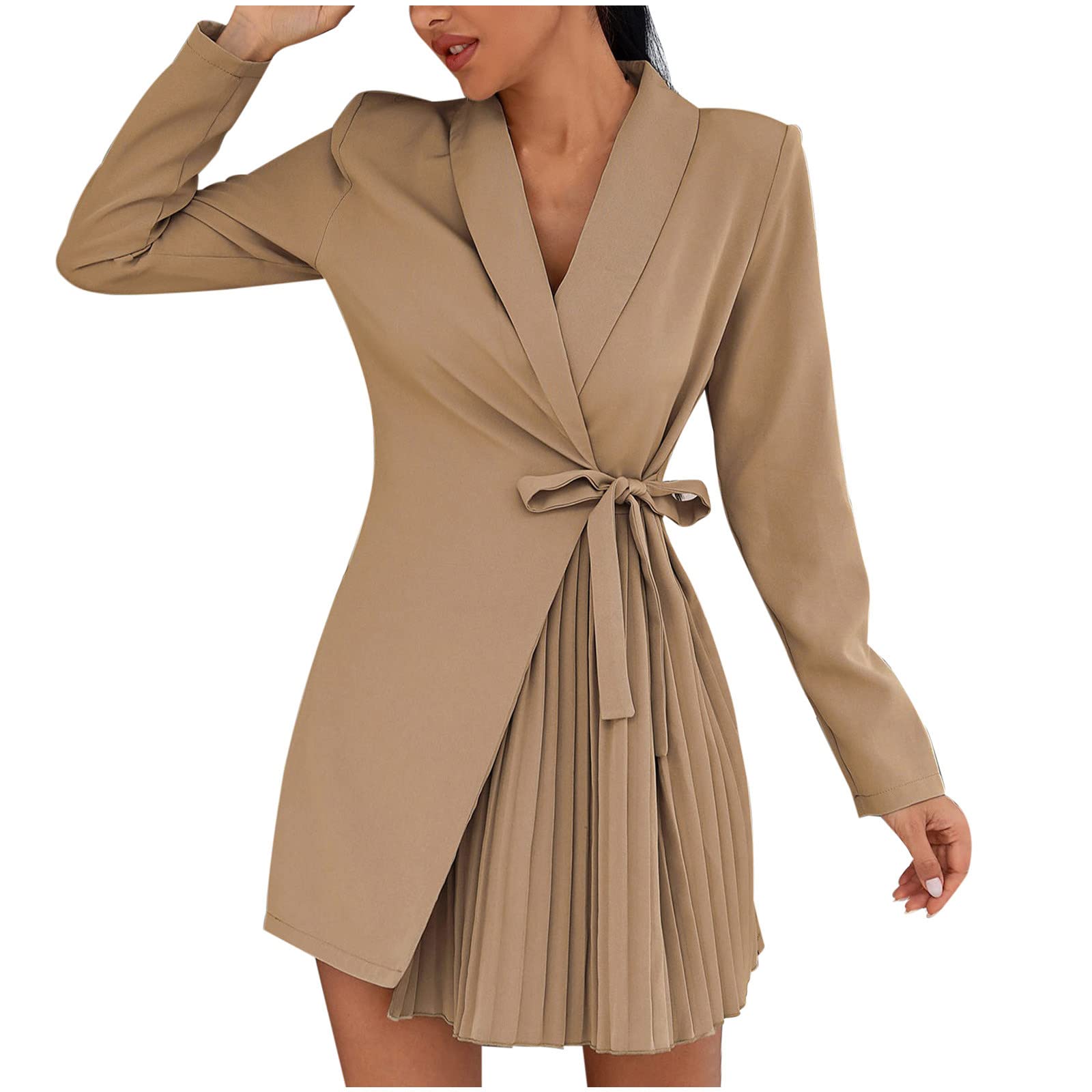 Women's Sexy V-Neck Long Sleeve Double Breasted Bodycon Midi Blazer Dress for Business & Professional Wear | Office Outfit, Cocktail Party, Formal Events