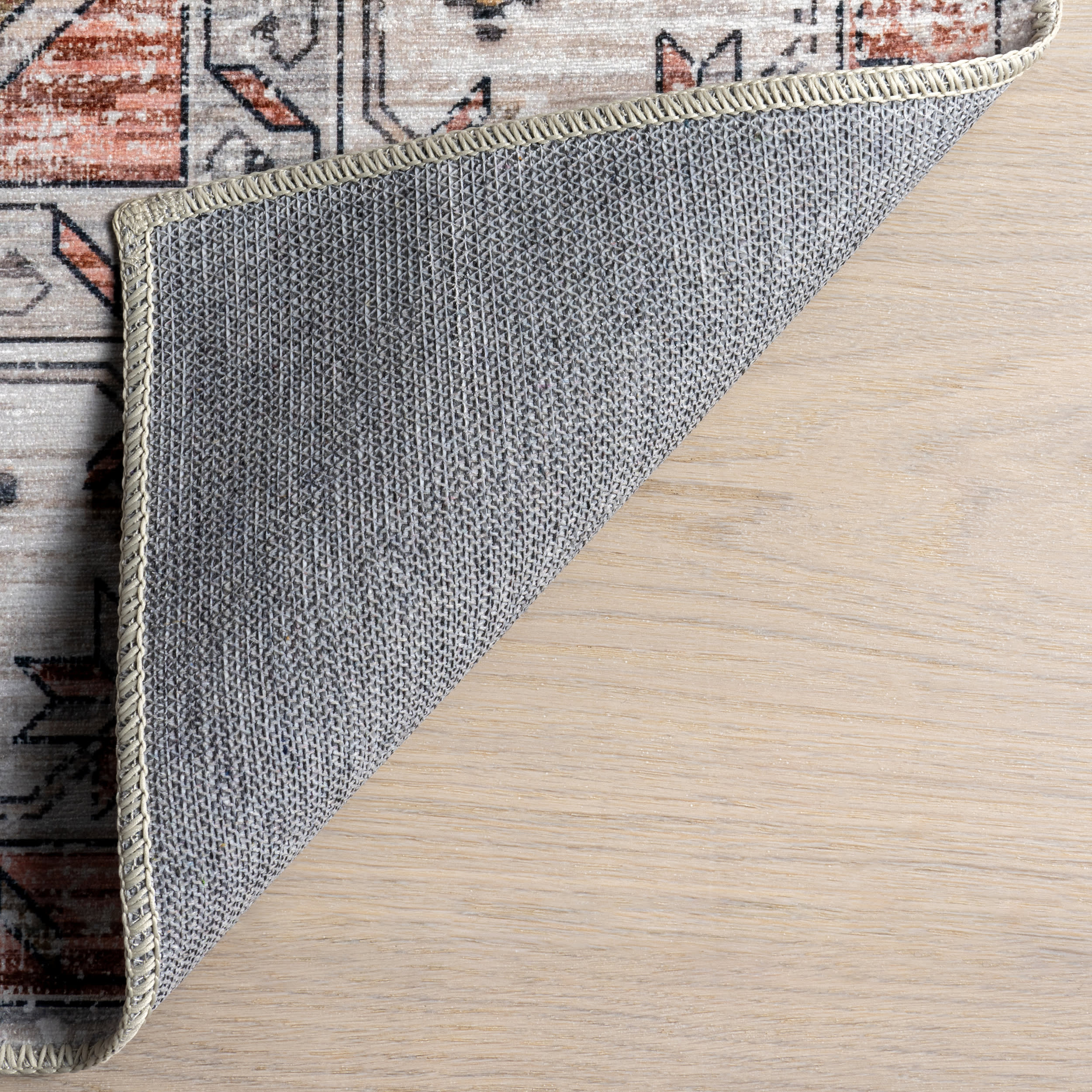 Francis Cartouche Medallion Spill Proof Washable Rug - Beige Non-Slip Area Rug for Living Room, Bedroom & Kitchen | Stain Resistant & Easy Clean Home Decor